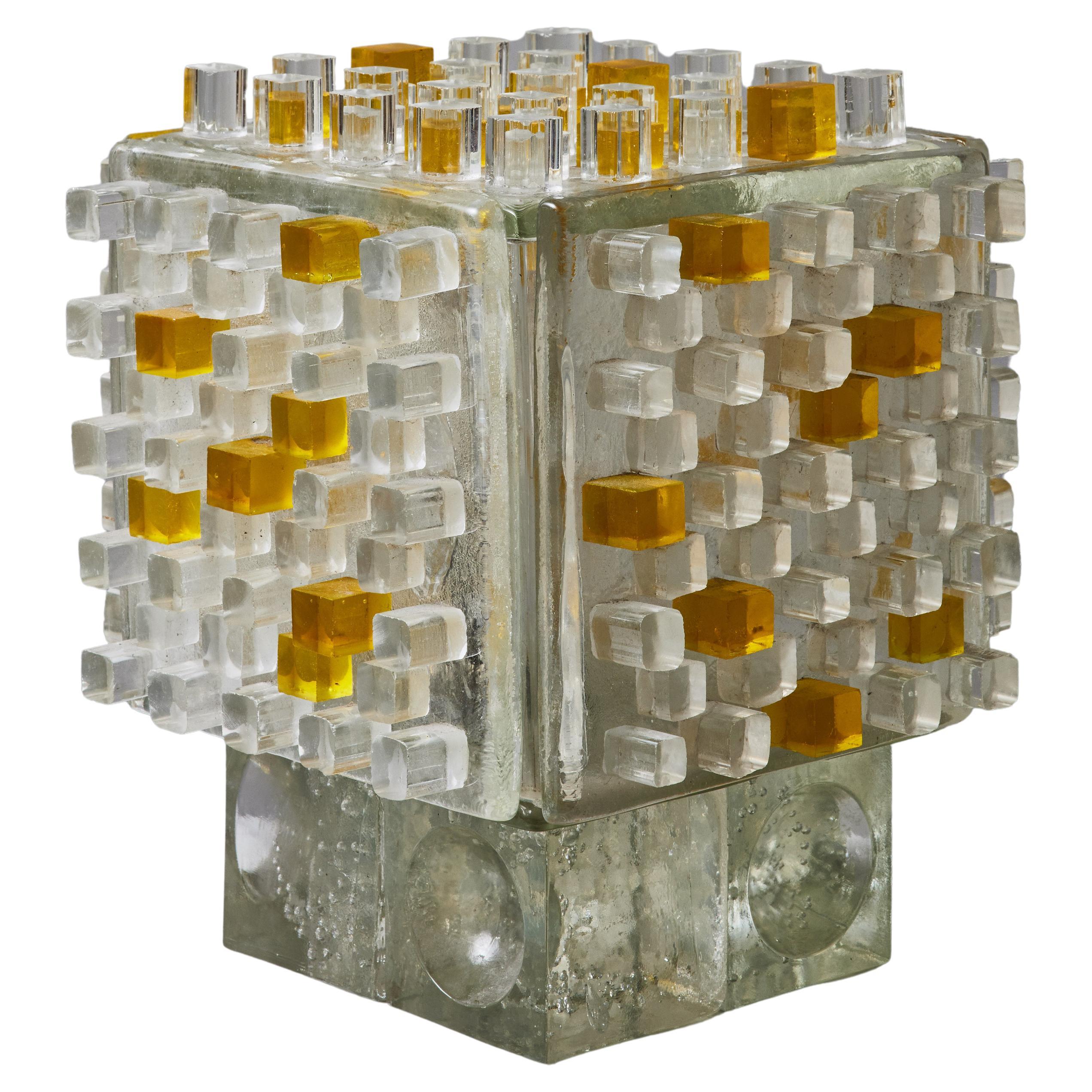 Poliarte Cube Table Lamp in Glass and Lucite