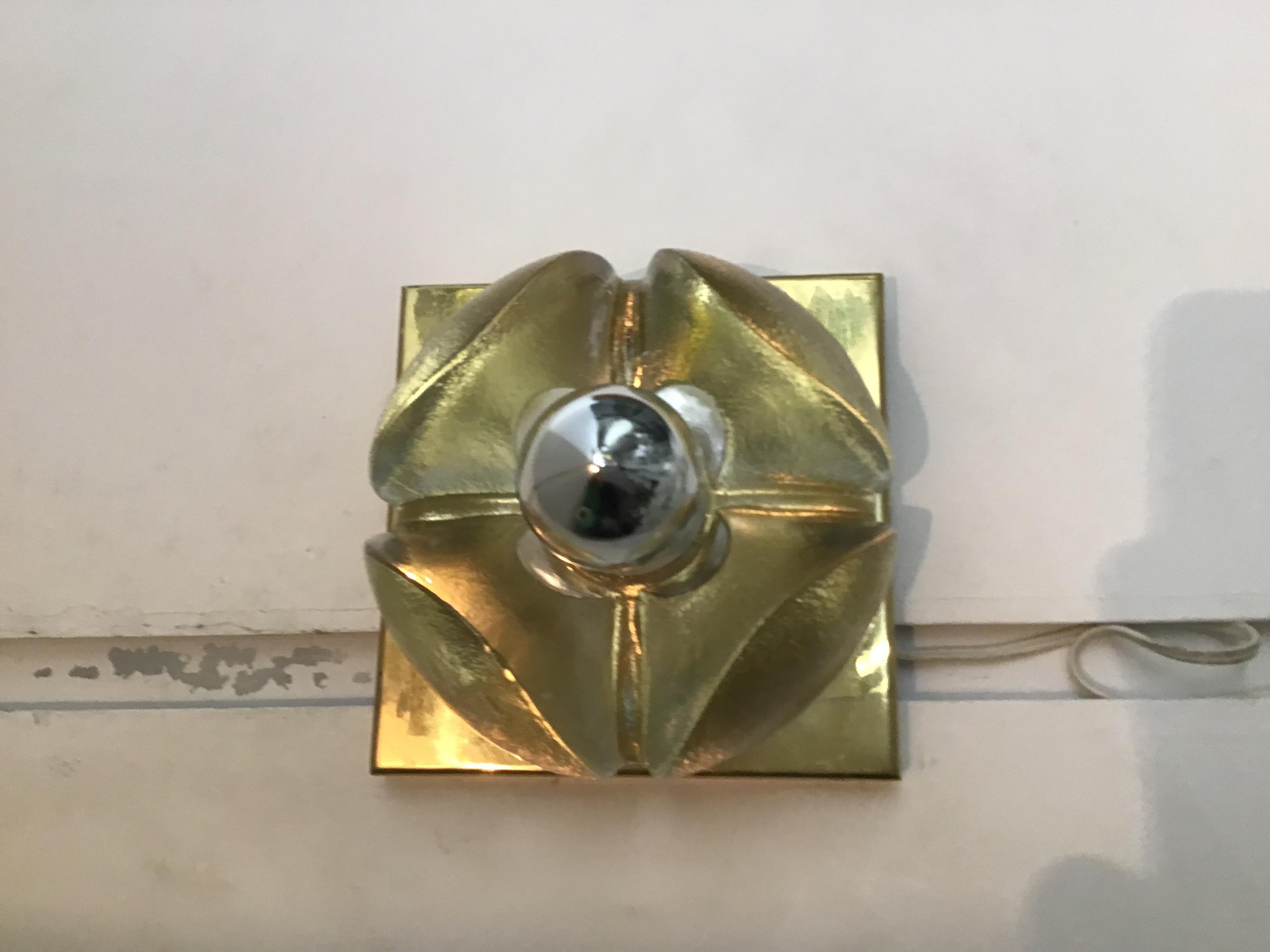 Poliarte Four Flower-Shaped Sconces Brass Murano Glass, 1965 For Sale 6