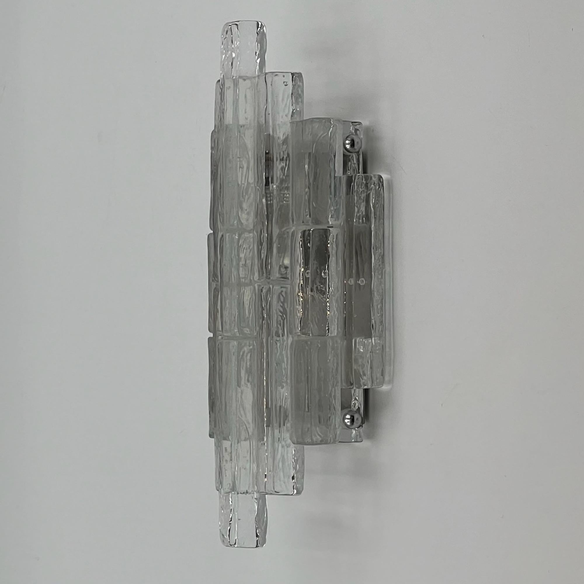 Métal Applique en verre Poliarte 'Linea' par Albano Poli - Luminaires artisanaux italiens des années 1970 en vente