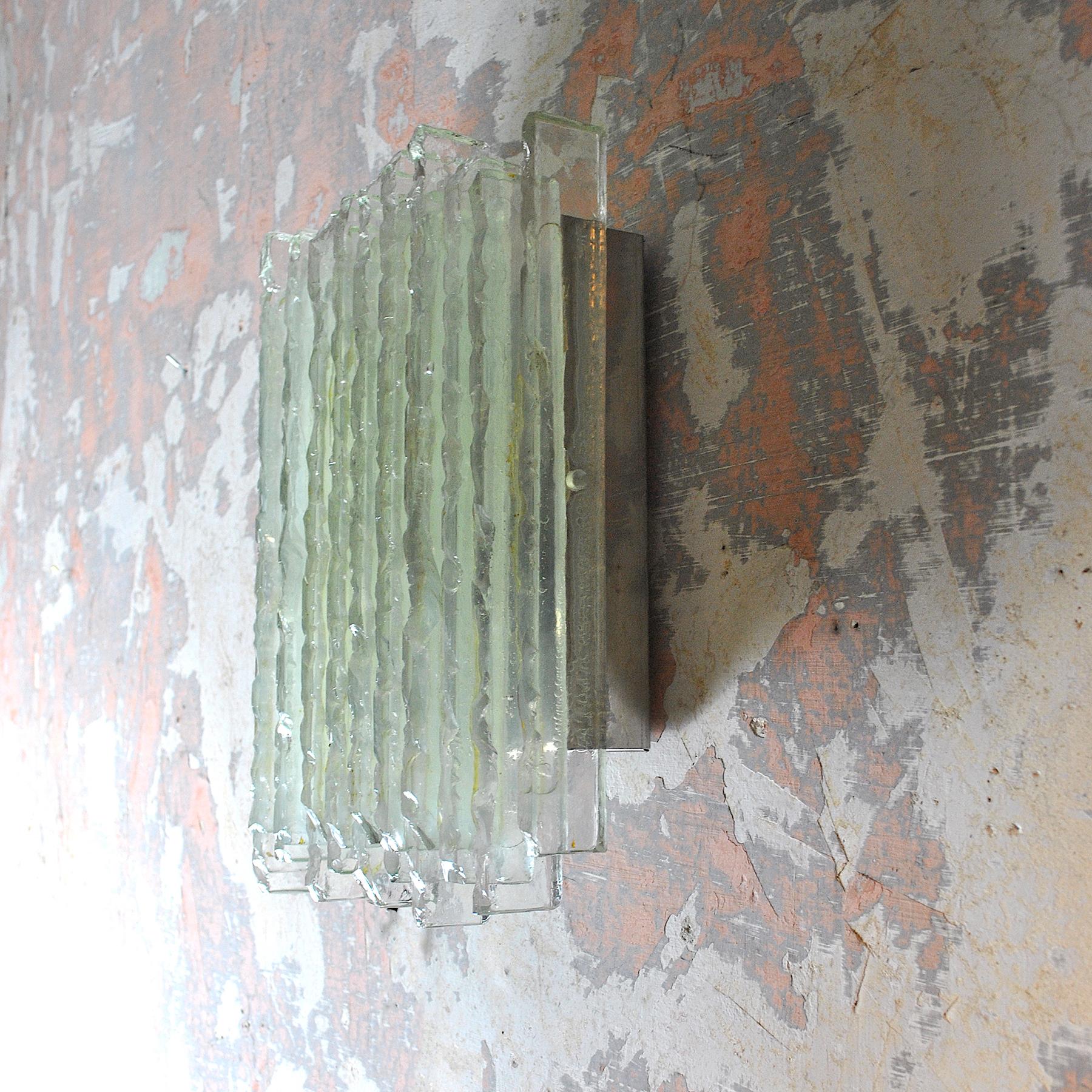 Mid-20th Century Poliarte Glass Wall Light from the 60s For Sale