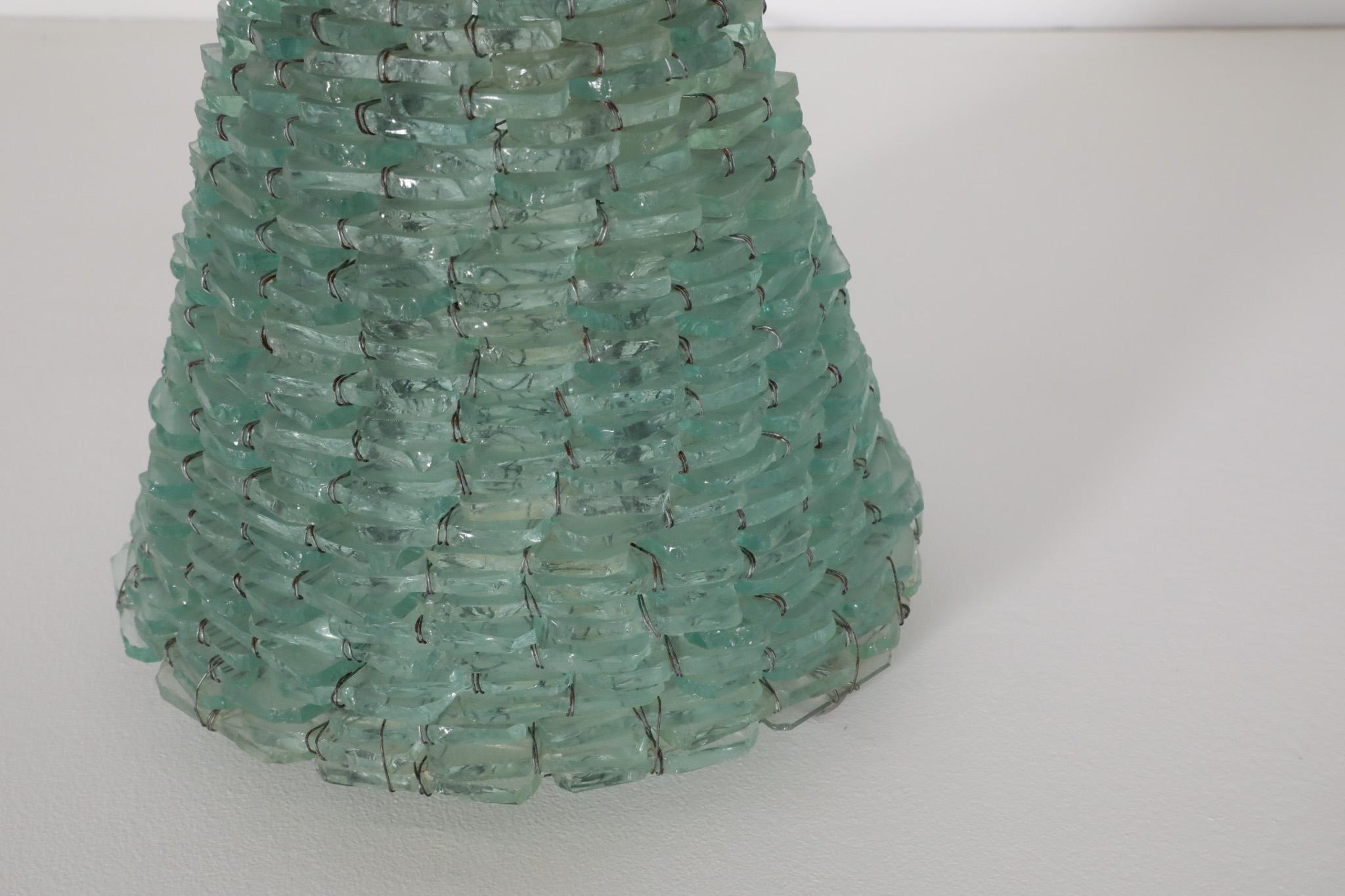 Poliarte Inspired Woven Glass Modernist Cone Table Lamp For Sale 1