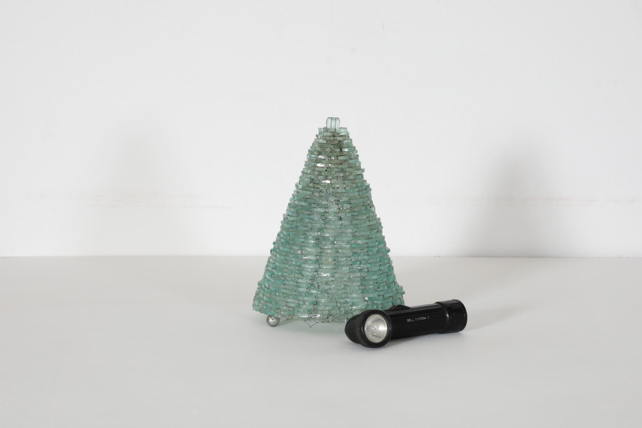 Poliarte Inspired Woven Glass Modernist Cone Table Lamp For Sale 2