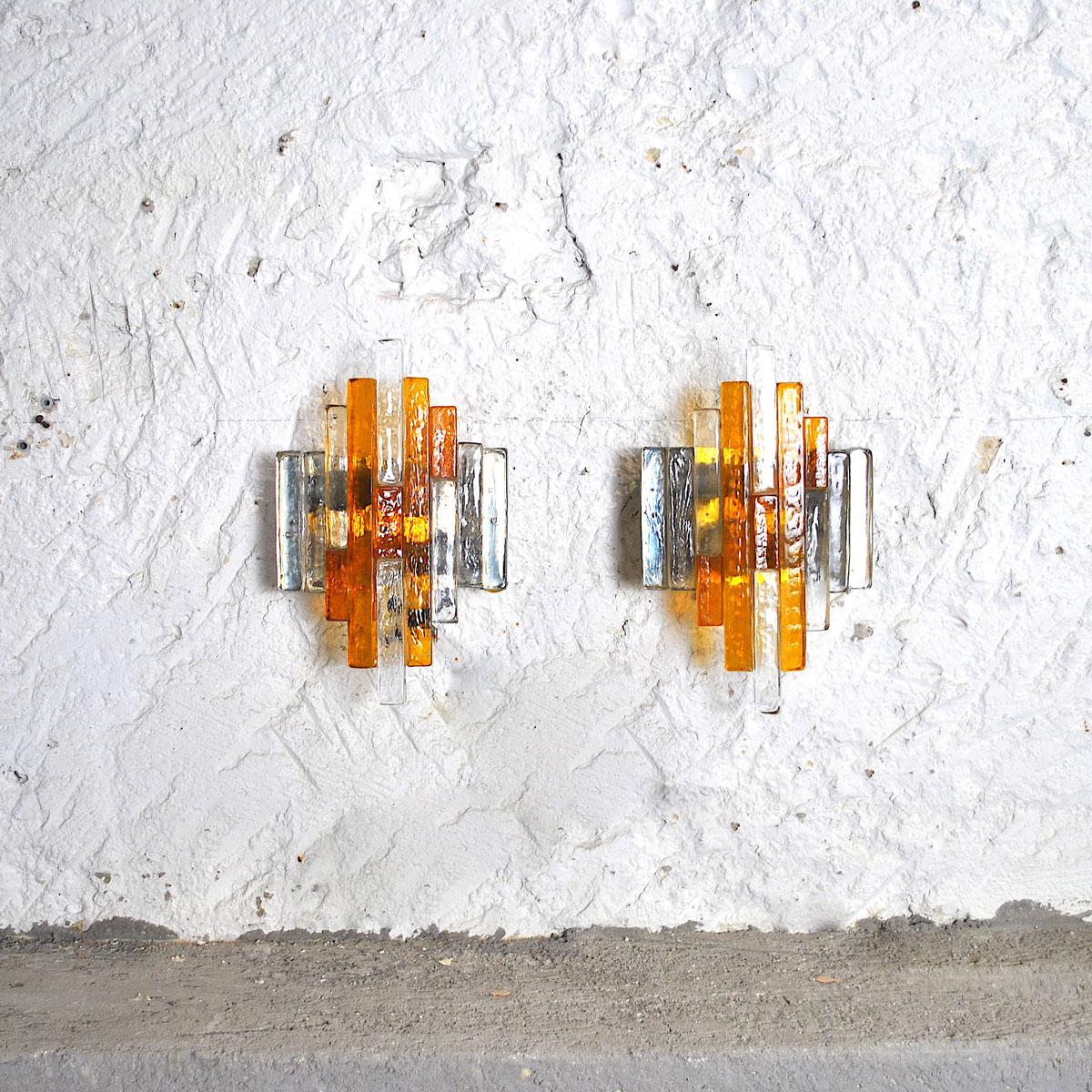 Set of the sconces in Murano glasses by an iconic of Murano production, Poliarte.