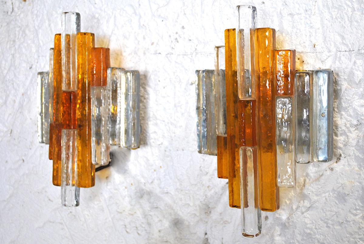 Murano Glass Poliarte Italian Midcentury Pair of Sconces, 1960s