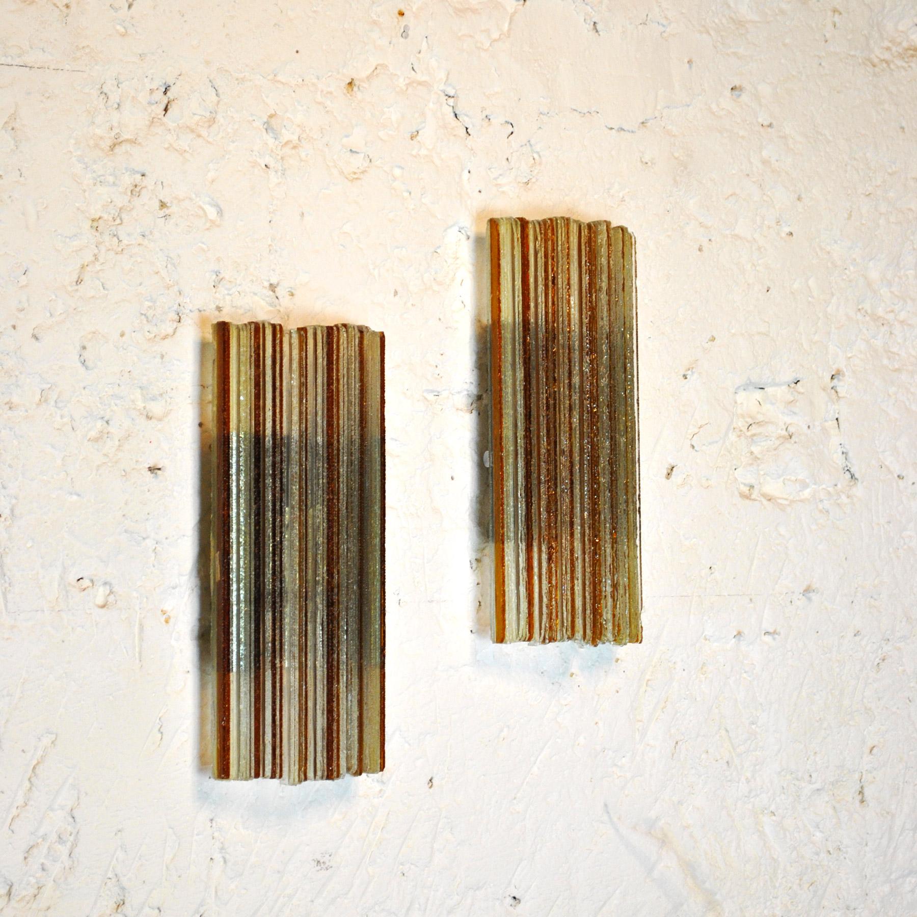 Glass Poliarte Italian Midcentury Pair of Sconces For Sale