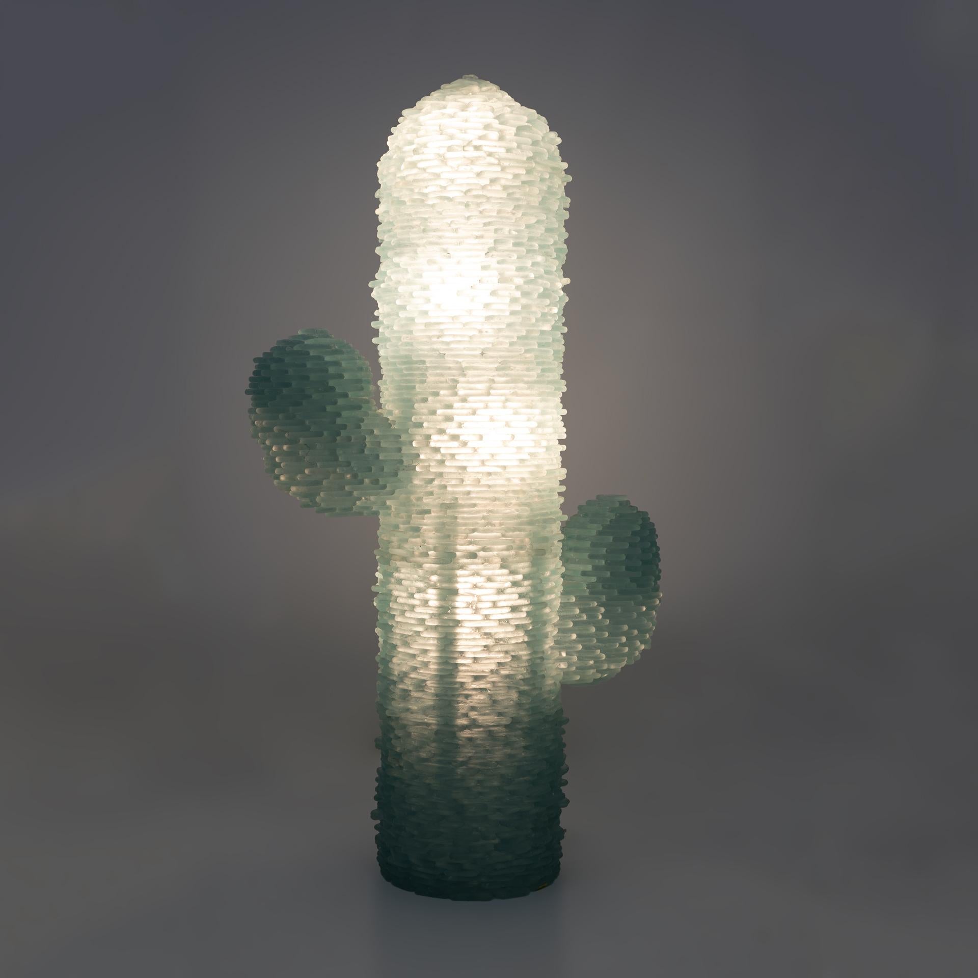 italien Poliarte, lampadaire en verre de Murano vert d'eau, moderne du milieu du siècle dernier, Cactus, 1970 en vente