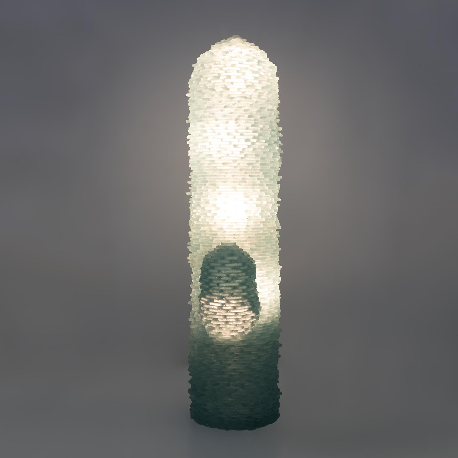 Poliarte Mid-century Modern Murano Glass Water Green Floor Lamp 