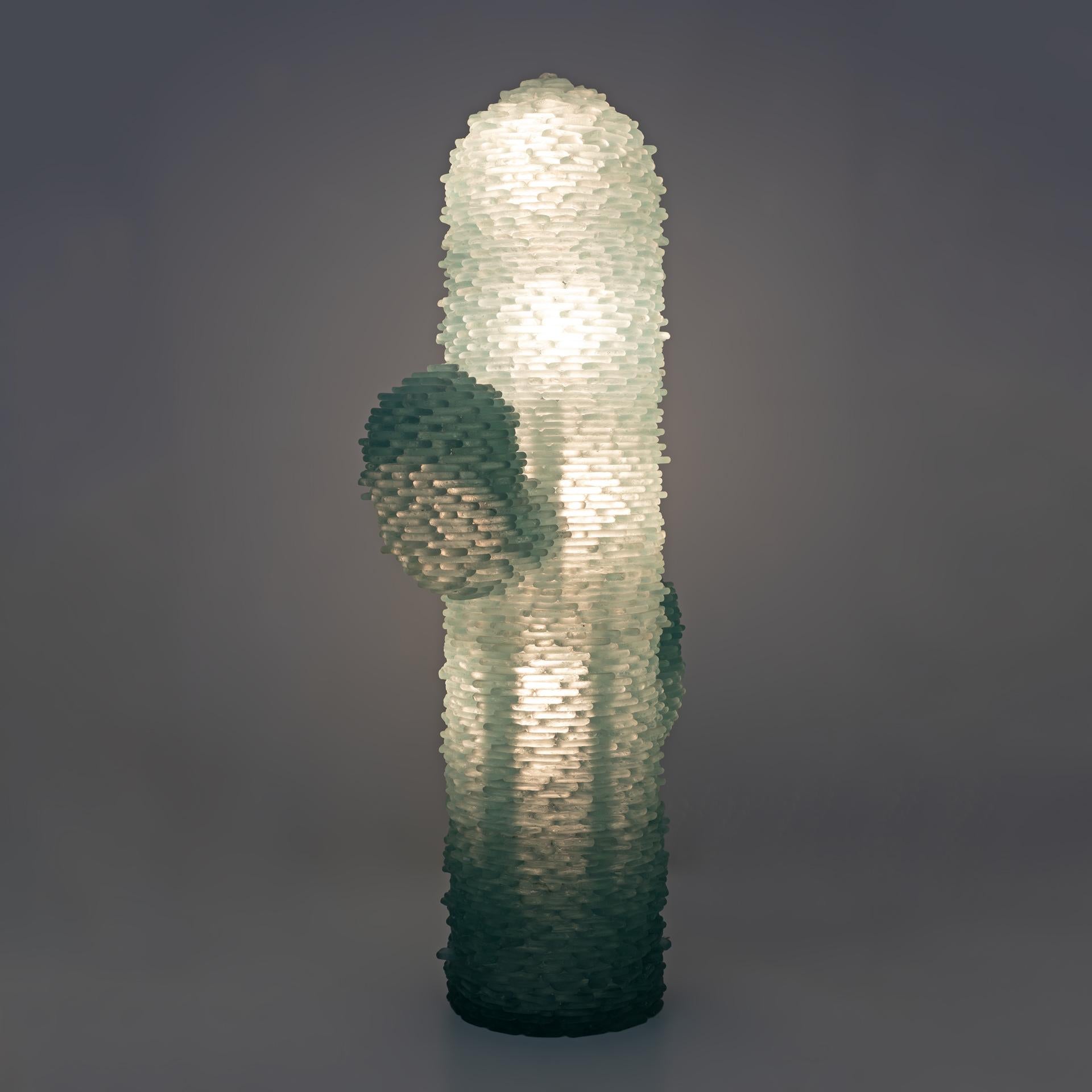 Poliarte Mid-century Modern Murano Glass Water Green Floor Lamp 