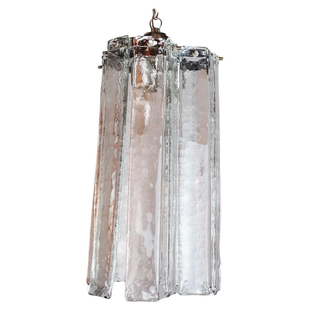 Poliarte pendant lamp by albano poli, pink and transparent murano glass, italy For Sale