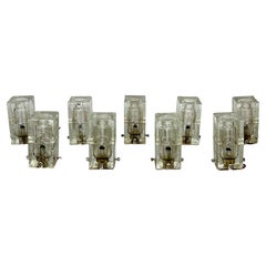 Poliarte, Rare Set of Nine Clear Murano Glass Sconces