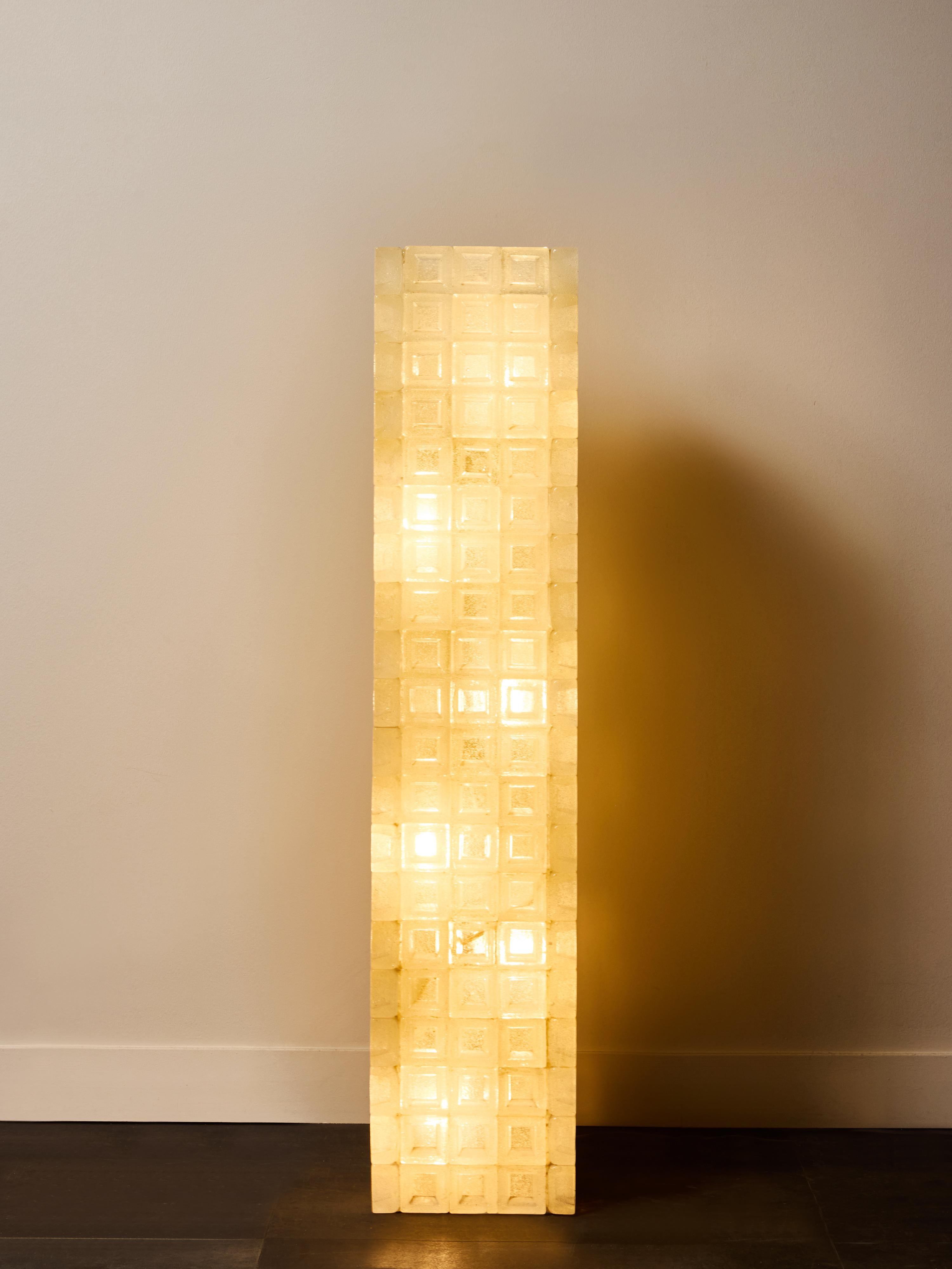 Mid-Century Modern Poliarte - Lampadaire sculptural à cubes en verre en vente