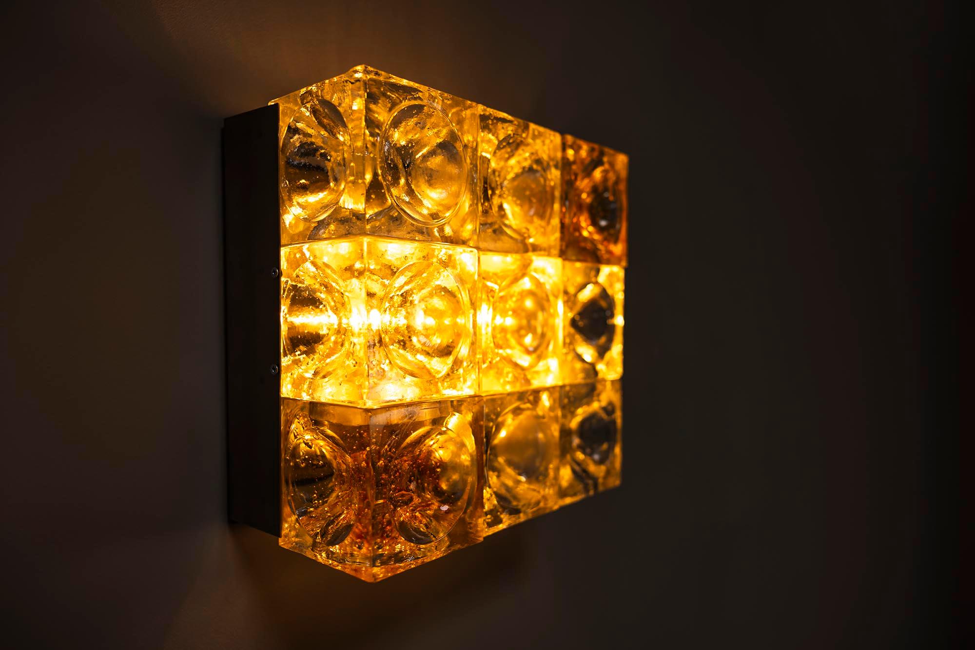 PoliArte Square Wall Sconce In Murano By Albano Poli, Italy 1970's 1