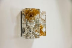 Poliarte Wall Applique Amber and Cristallo Glass, Italy 1970s