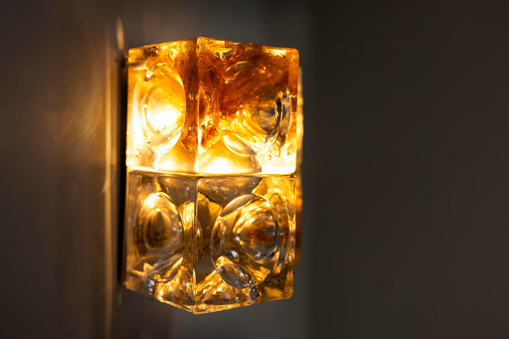 Poliarte Wall Applique Amber and Cristallo Glass, Italy 1970s For Sale 1