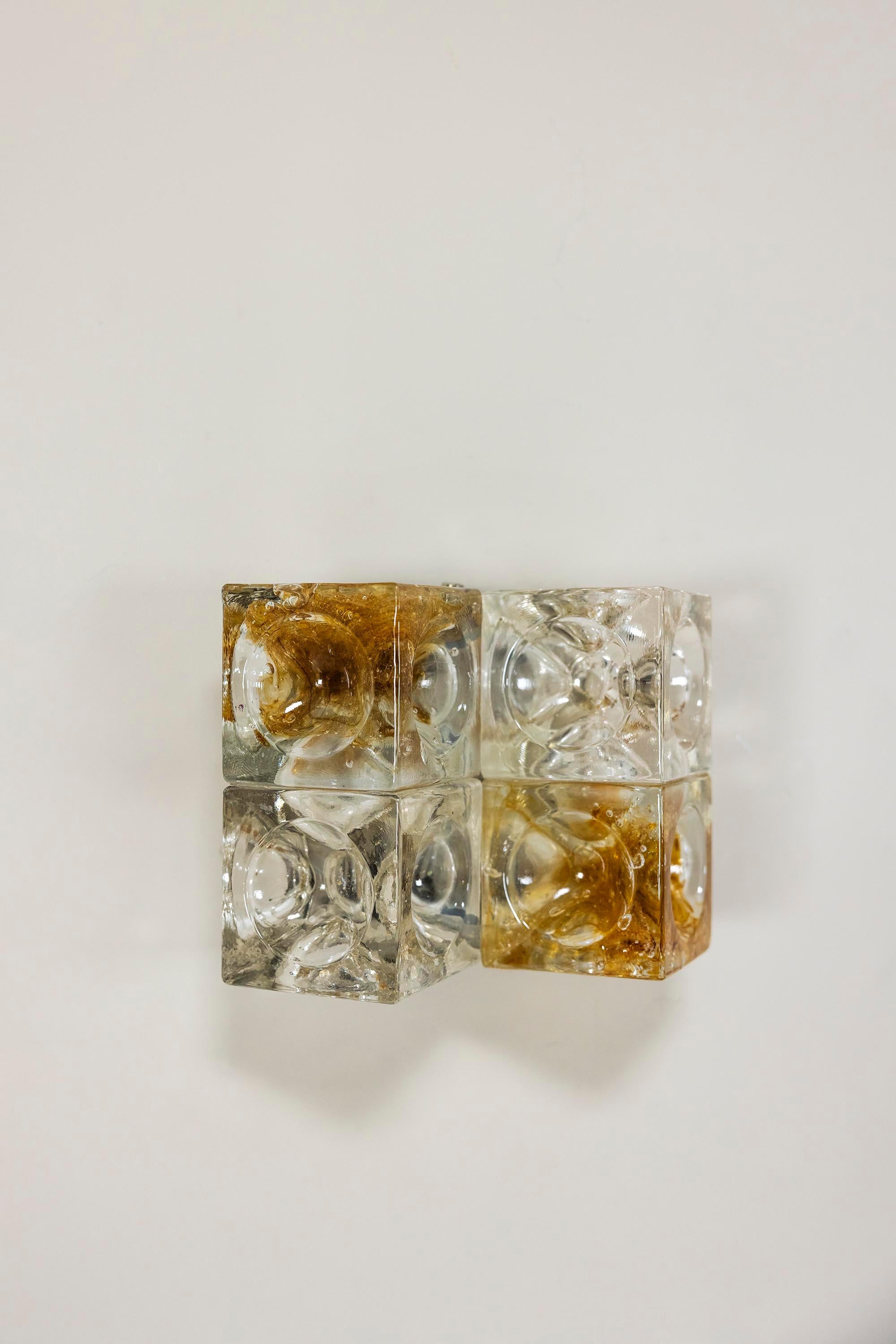 Poliarte Wall Applique Amber and Cristallo Glass, Italy 1970s For Sale 2