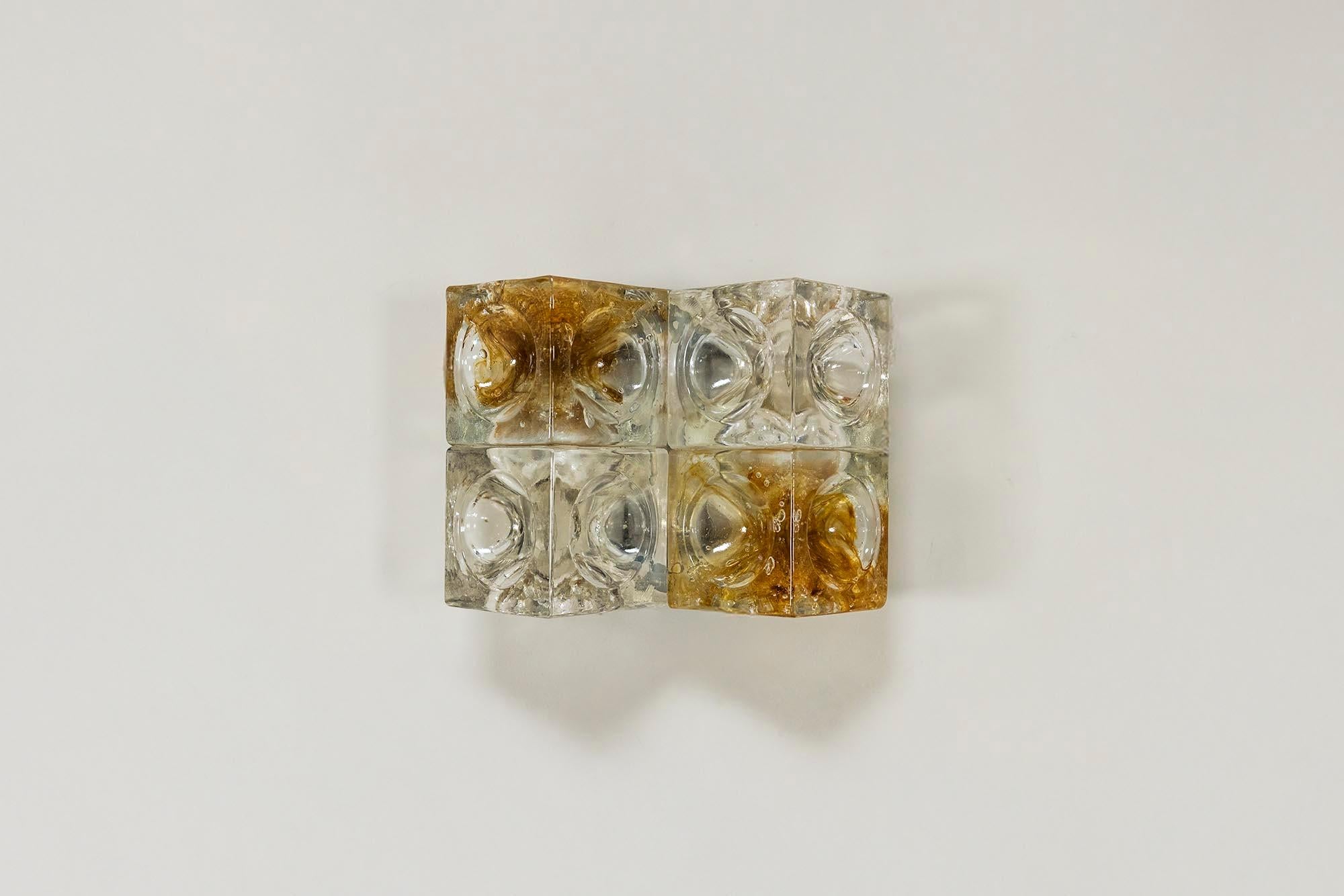 Poliarte Wall Applique Amber and Cristallo Glass, Italy 1970s For Sale 3