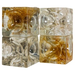 Poliarte Wall Applique Amber and Cristallo Glass, Italy 1970s