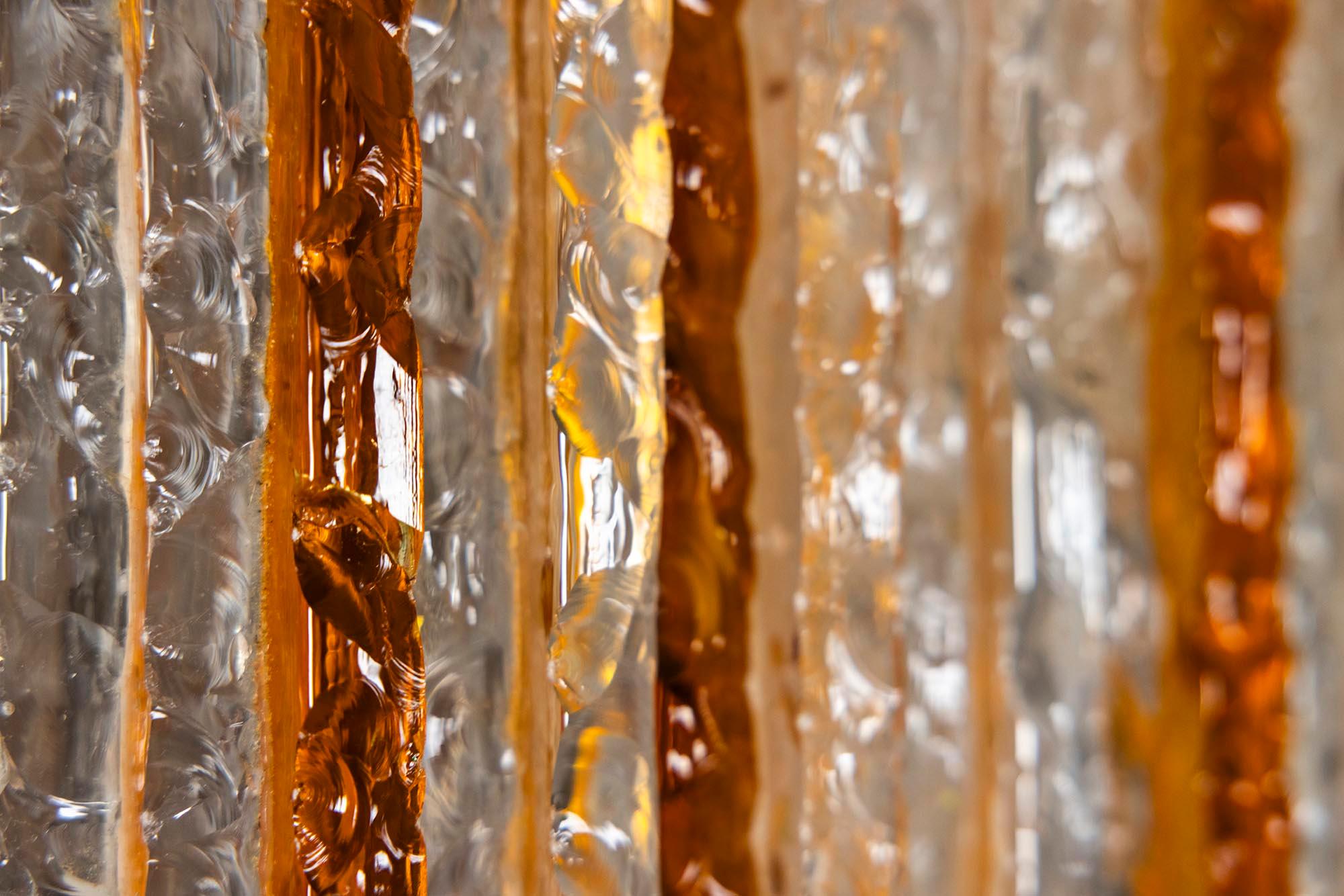Poliarte Wall Applique in Cristallo and Amber Glass, Italy 1970s For Sale 8