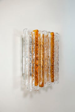 Poliarte Wall Applique in Cristallo and Amber Glass, Italy 1970s