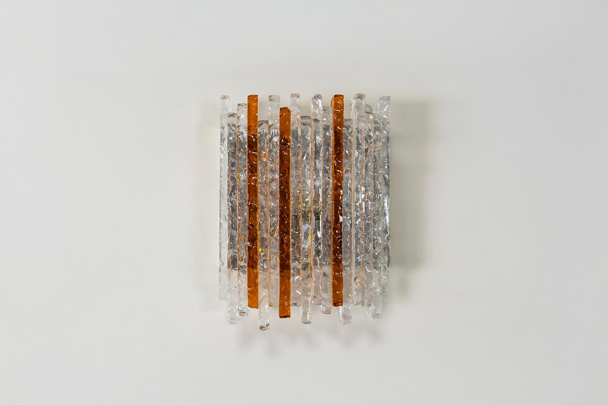 Poliarte Wall Applique in Cristallo and Amber Glass, Italy 1970s In Good Condition For Sale In Hellouw, NL