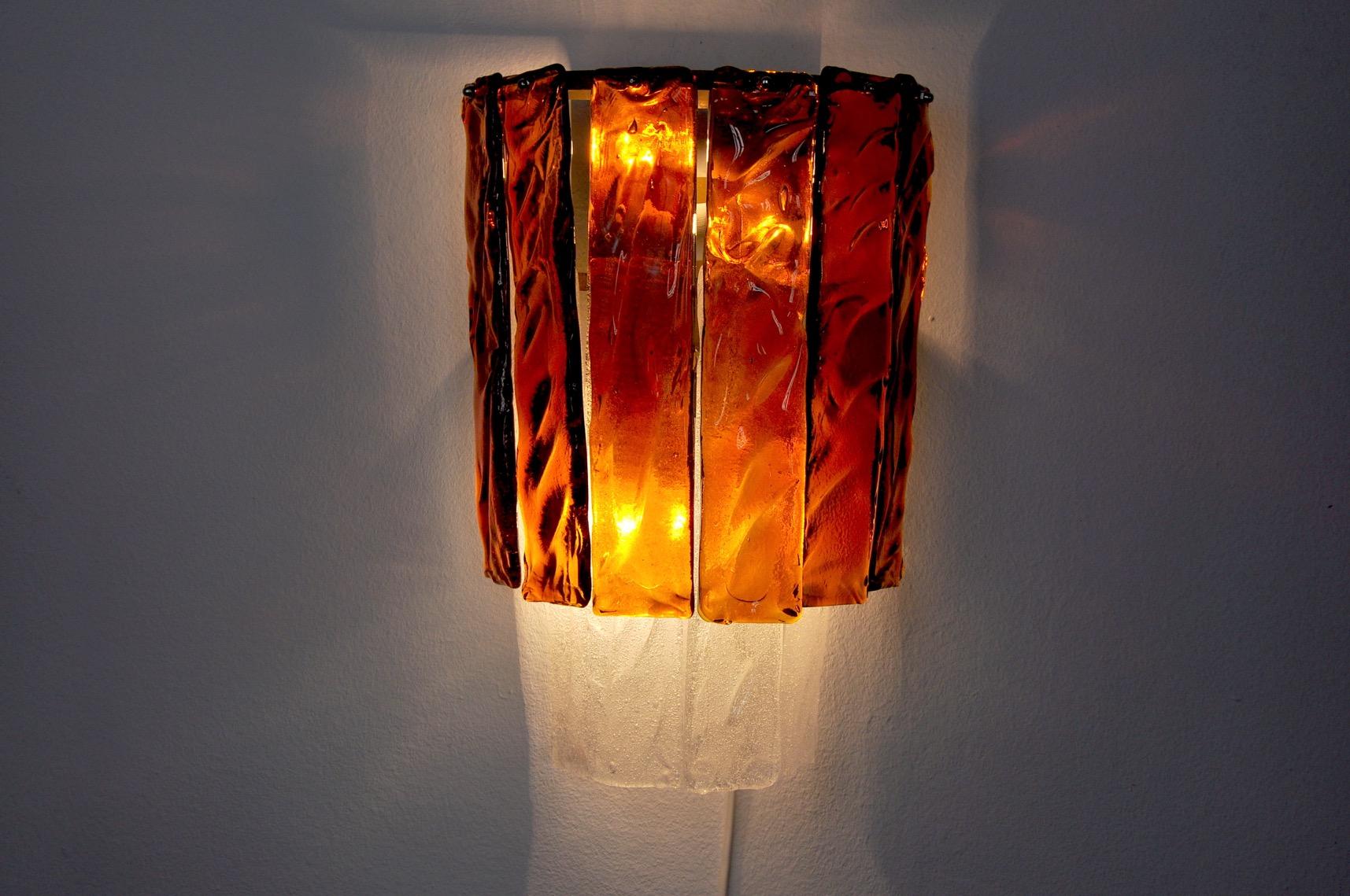 Italian Poliarte Wall Lamp by Albano Poli, 1970, Murano Italy For Sale