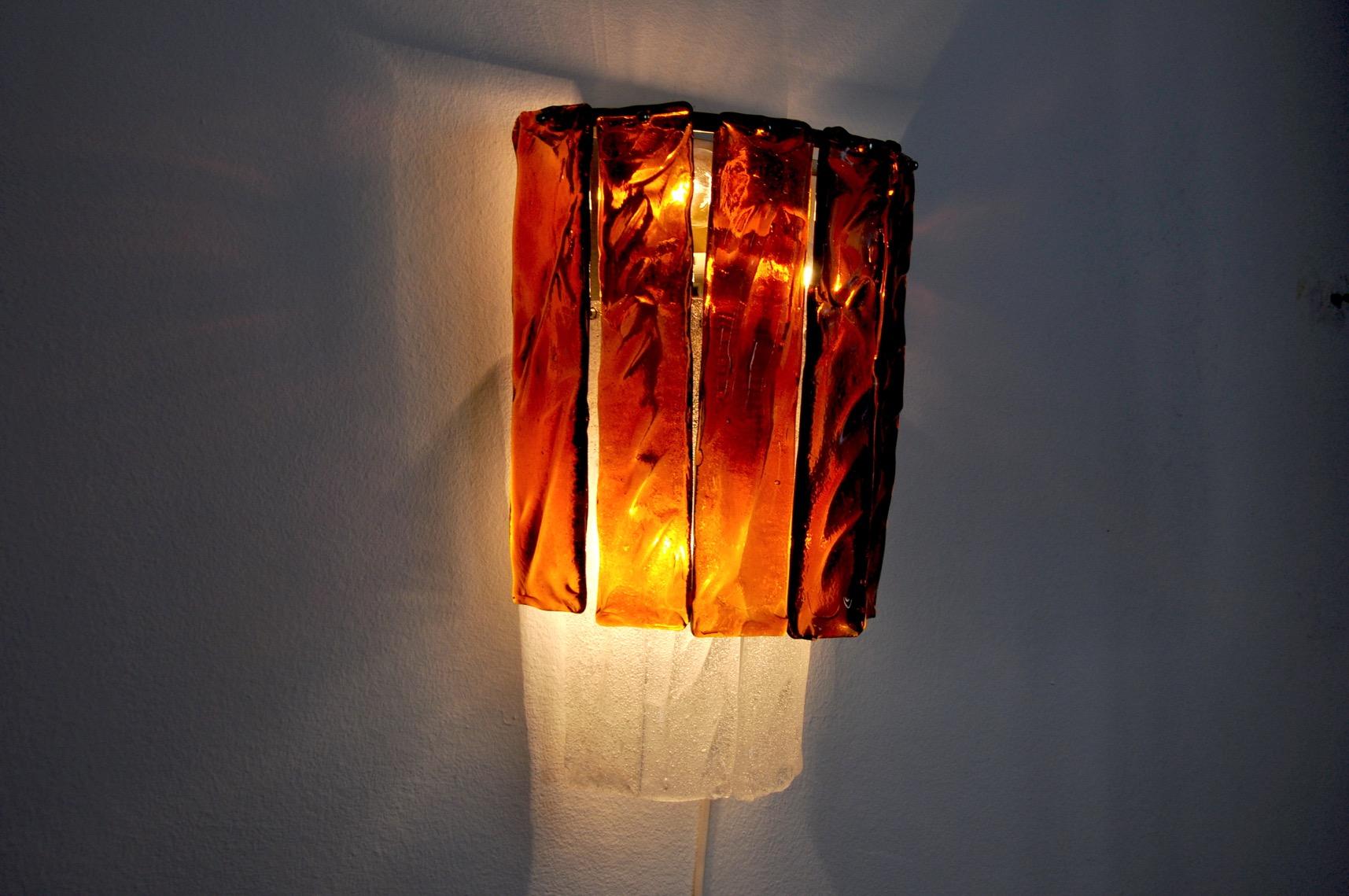 Late 20th Century Poliarte Wall Lamp by Albano Poli, 1970, Murano Italy For Sale