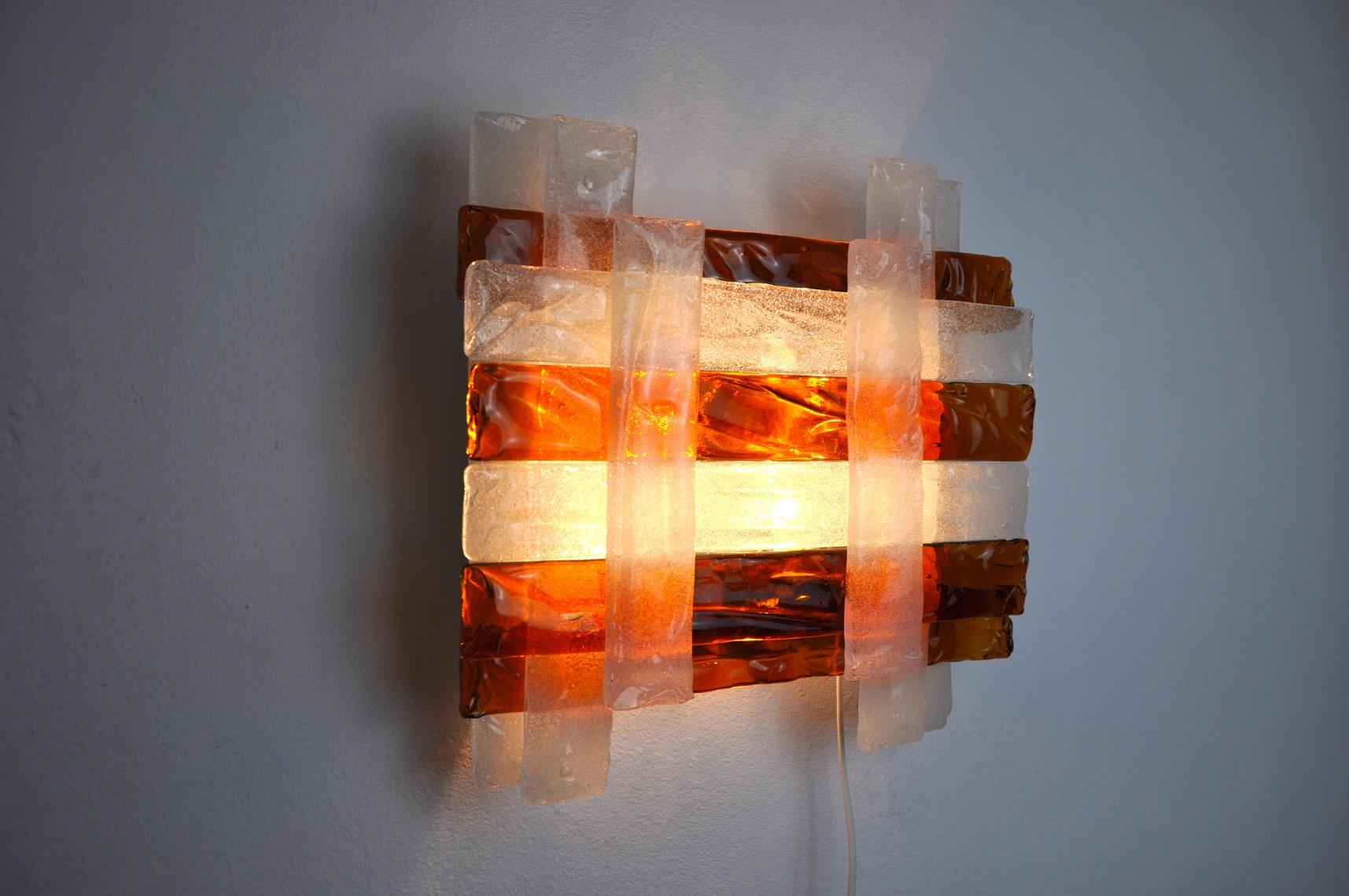 Crystal Poliarte Wall Lamp by Albano Poli, 1970, Murano Italy For Sale