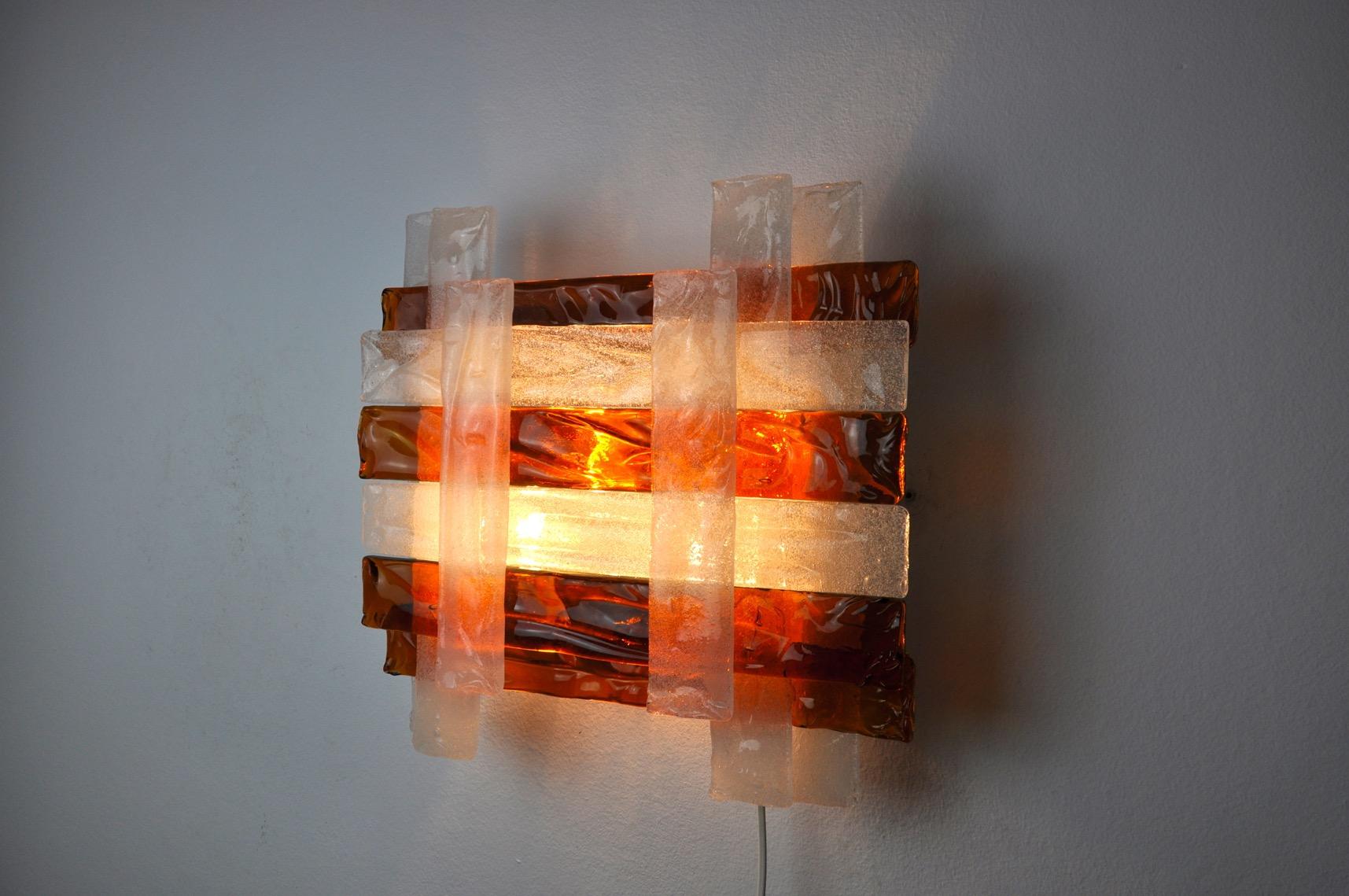 Poliarte Wall Lamp by Albano Poli, 1970, Murano Italy For Sale 1