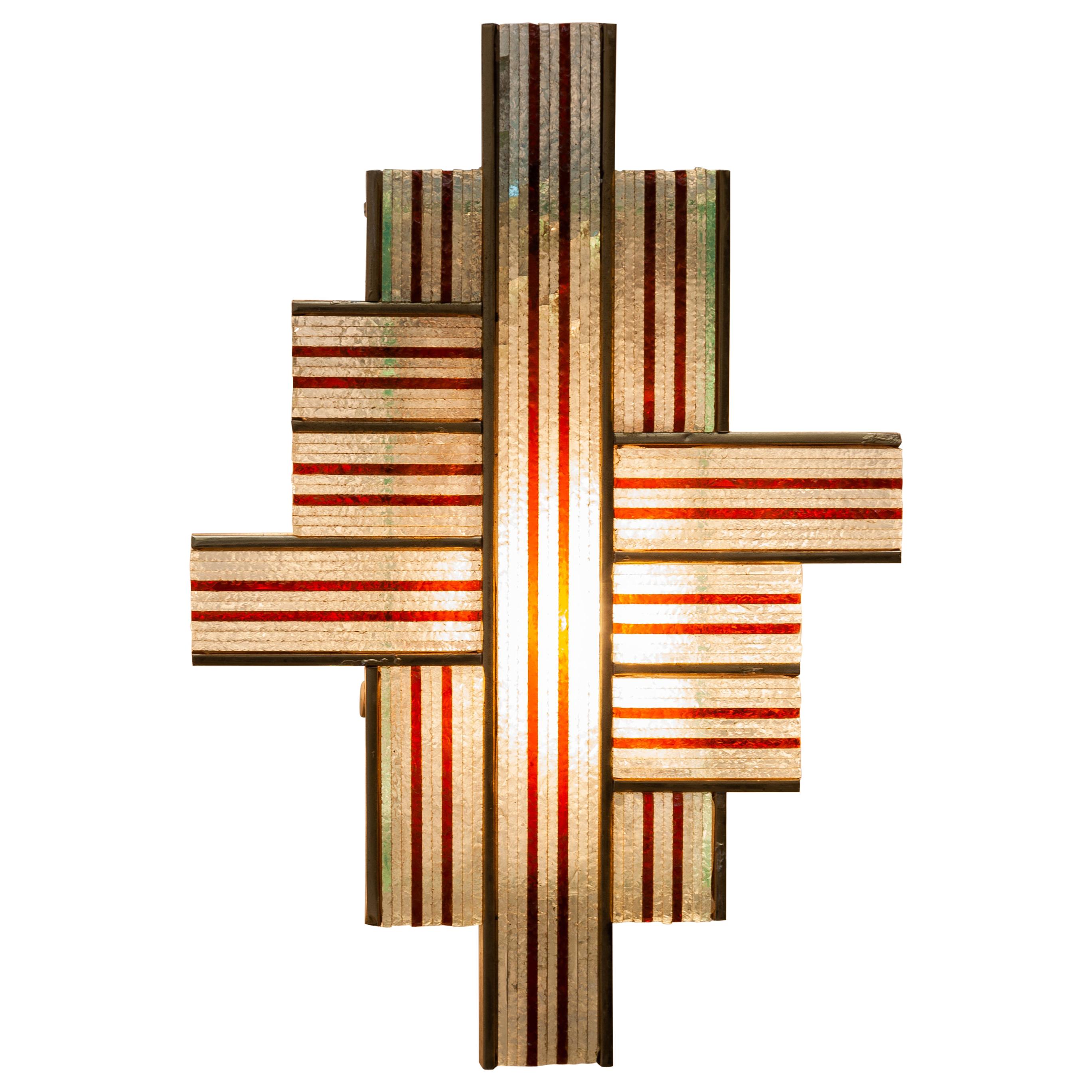 Poliarte Wall-lamp Interlocking Lines in Art Glass and Bronze