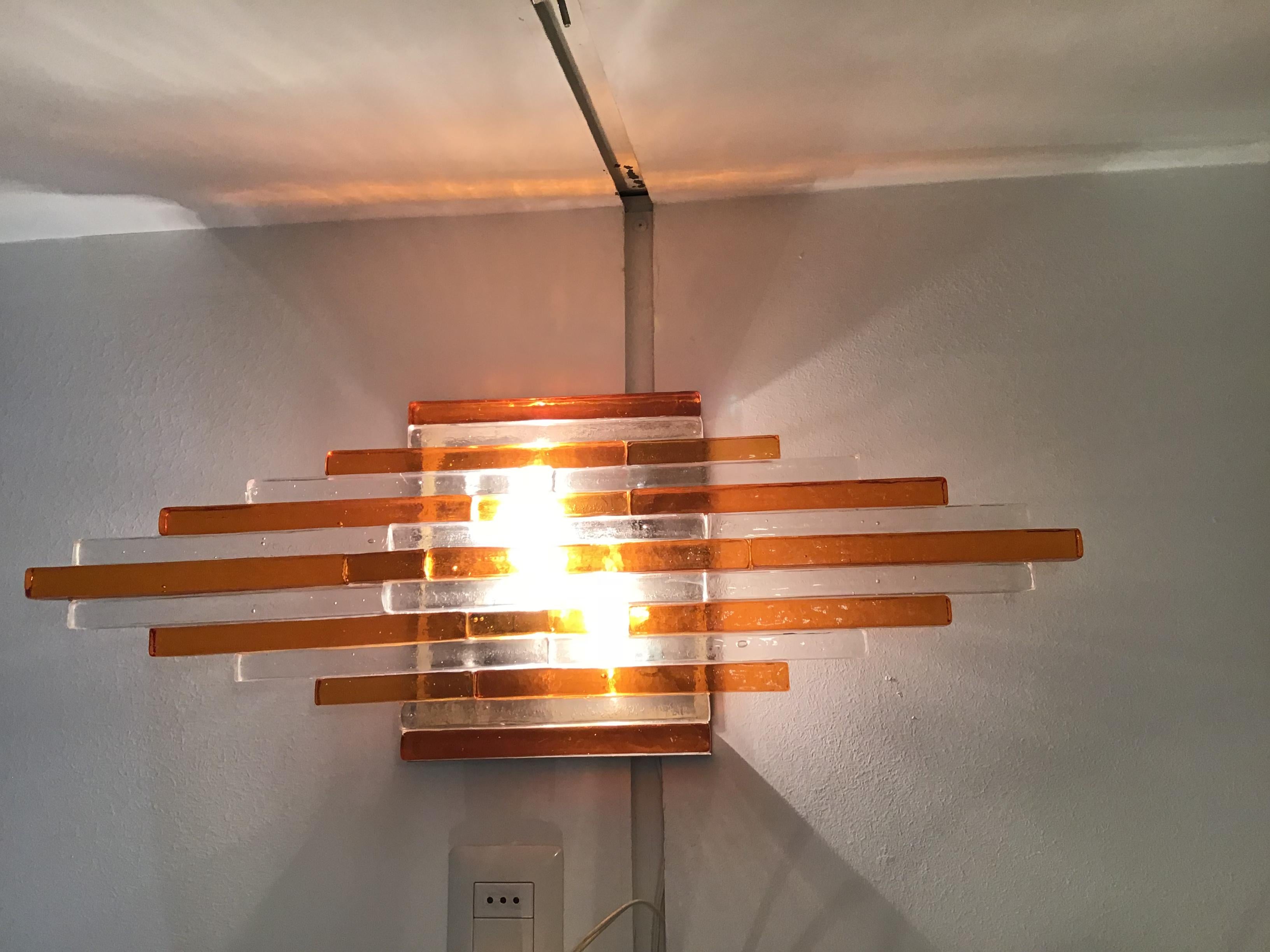 Poliarte Wall Lights Murano Glass Brass Bicolor, 1960 In Excellent Condition In Milano, IT