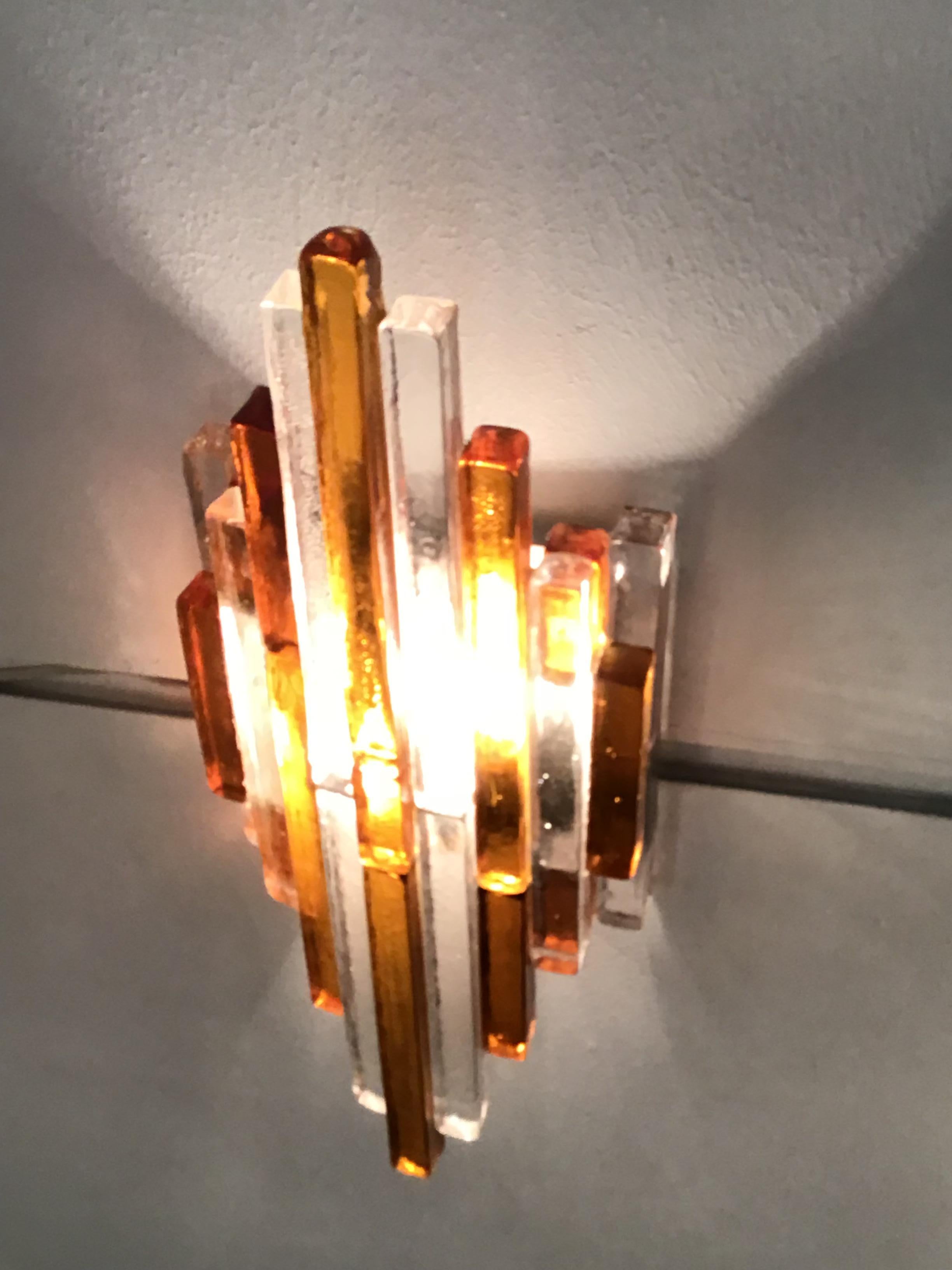 Poliarte Wall Lights Murano Glass Brass Bicolore, 1960 For Sale 8