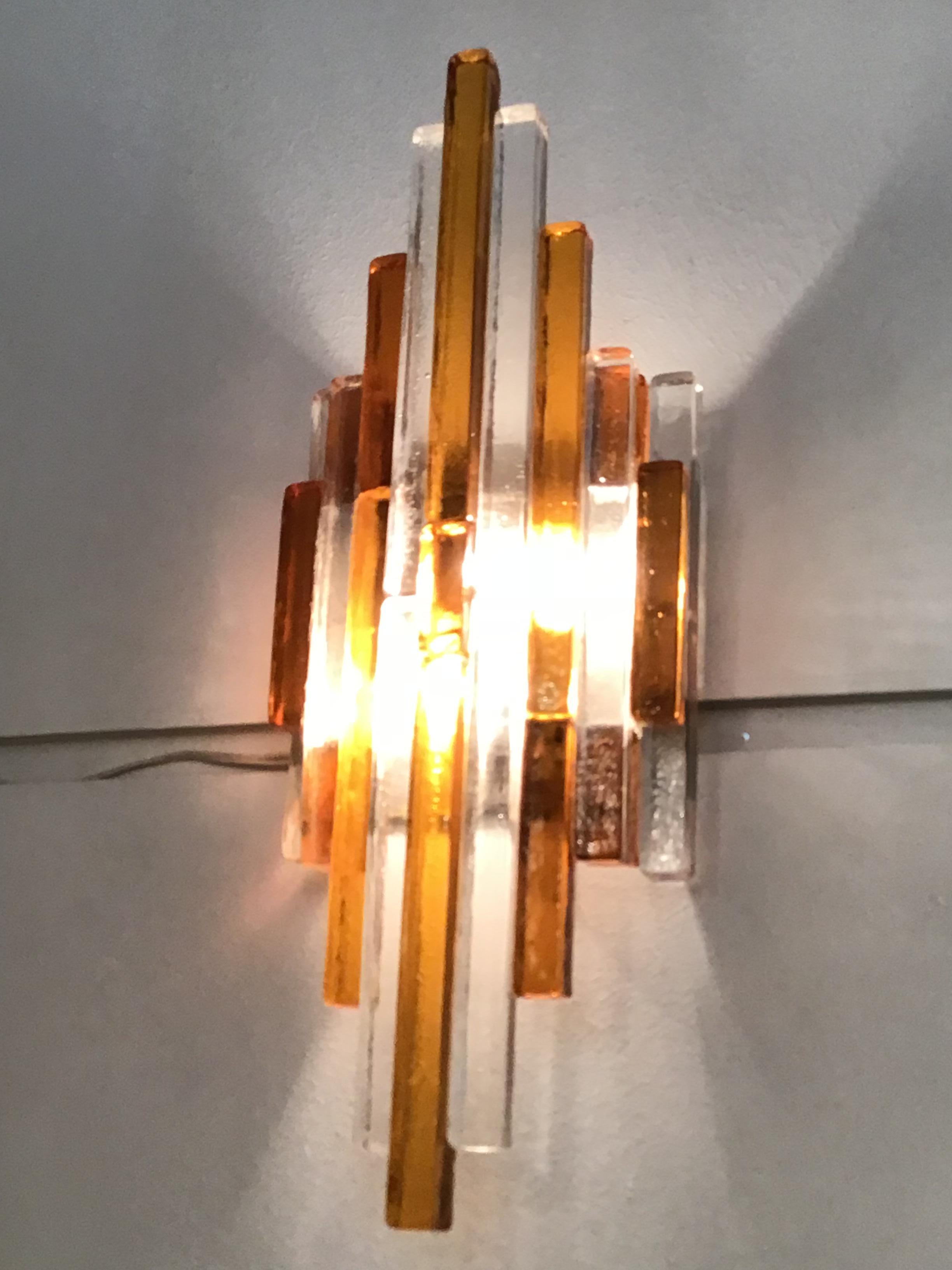 Poliarte Wall Lights Murano Glass Brass Bicolore, 1960 For Sale 12