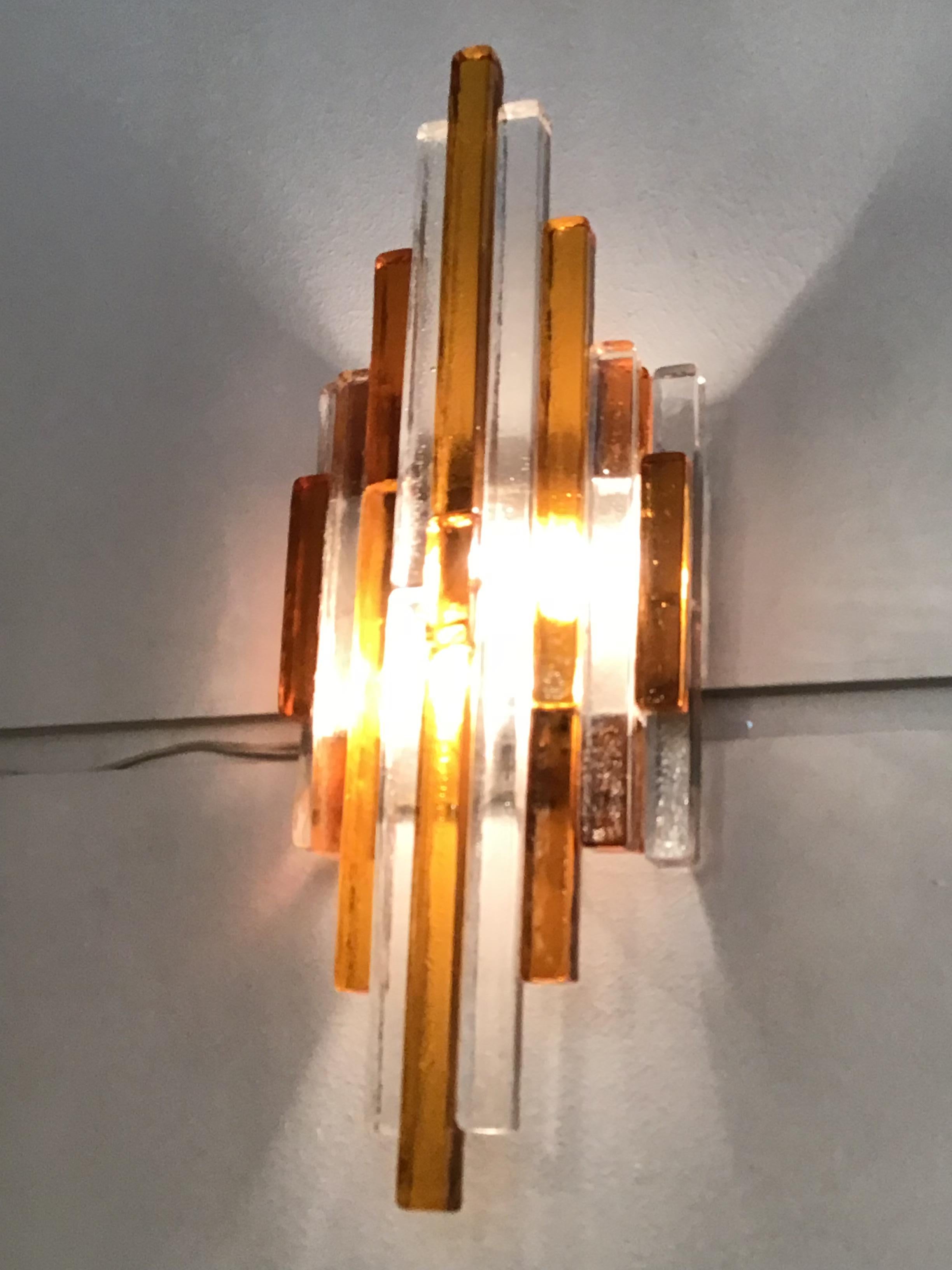 Poliarte Wall Lights Murano Glass Brass Bicolore, 1960 For Sale 13