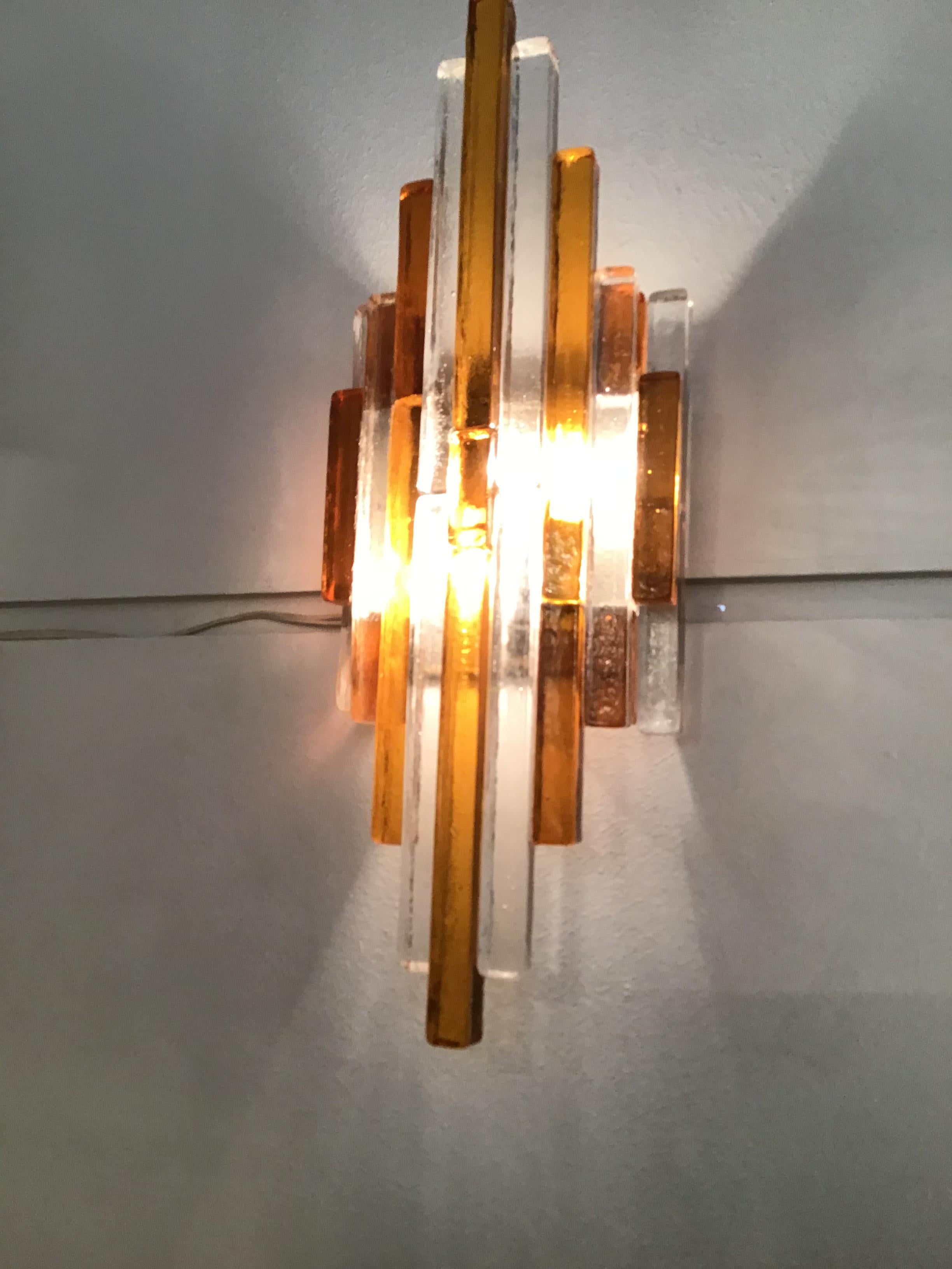 Poliarte Wall Lights Murano Glass Brass Bicolore, 1960 In Excellent Condition For Sale In Milano, IT