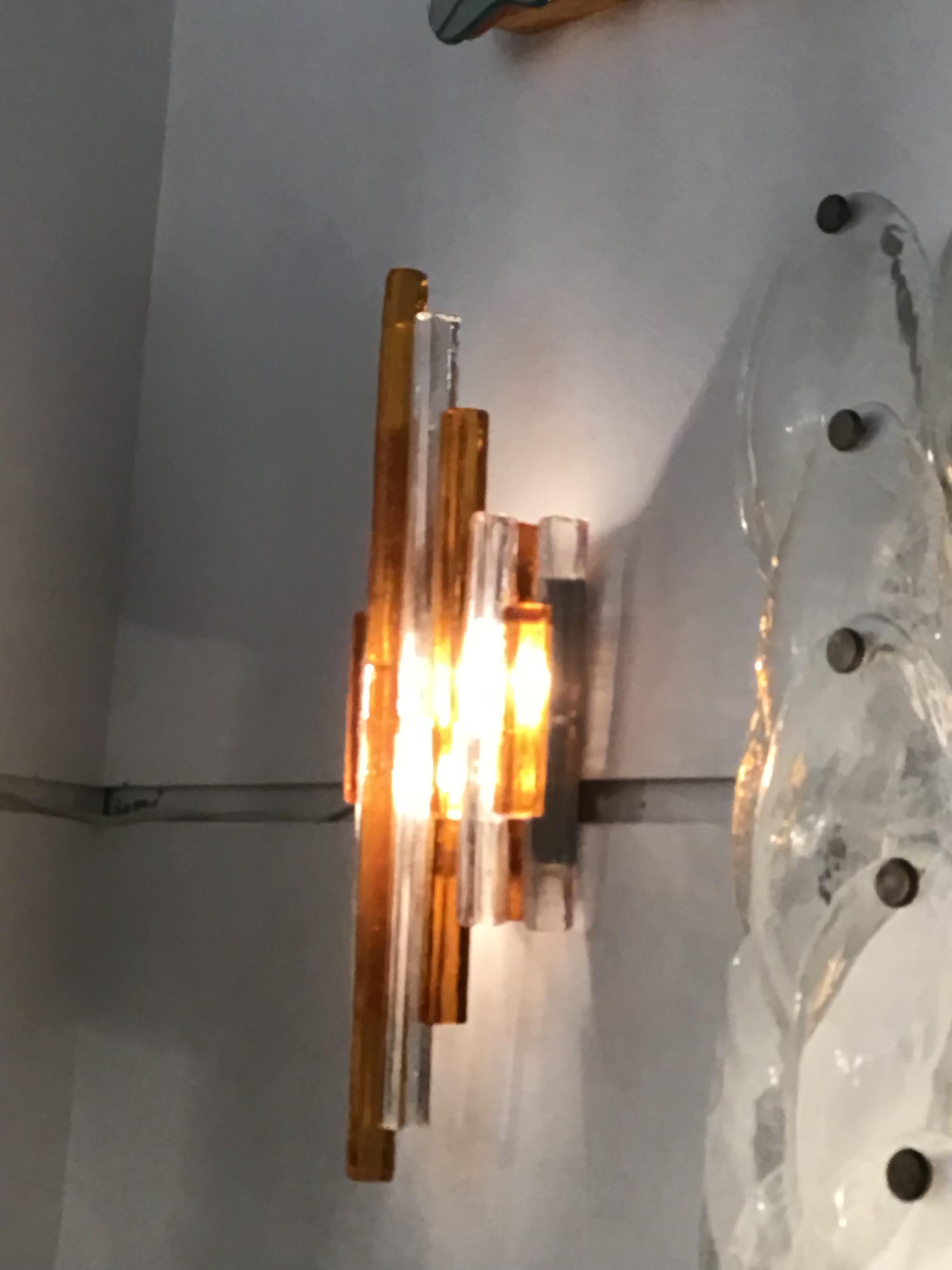 Poliarte Wall Lights Murano Glass Brass Bicolore, 1960 For Sale 3
