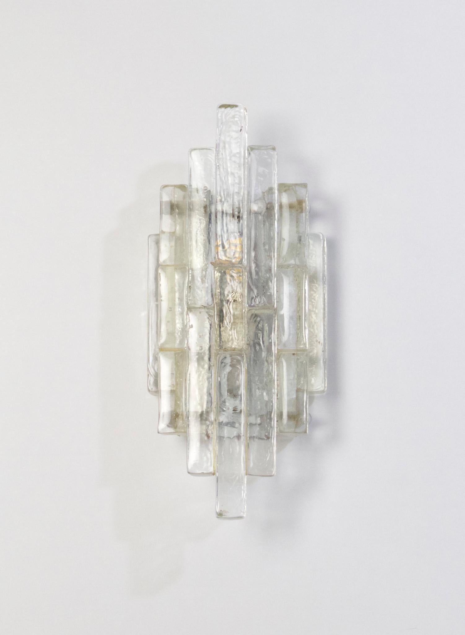 Mid-Century Modern Poliarte Wall Sconces in Clear Glass, Italy, 1960s