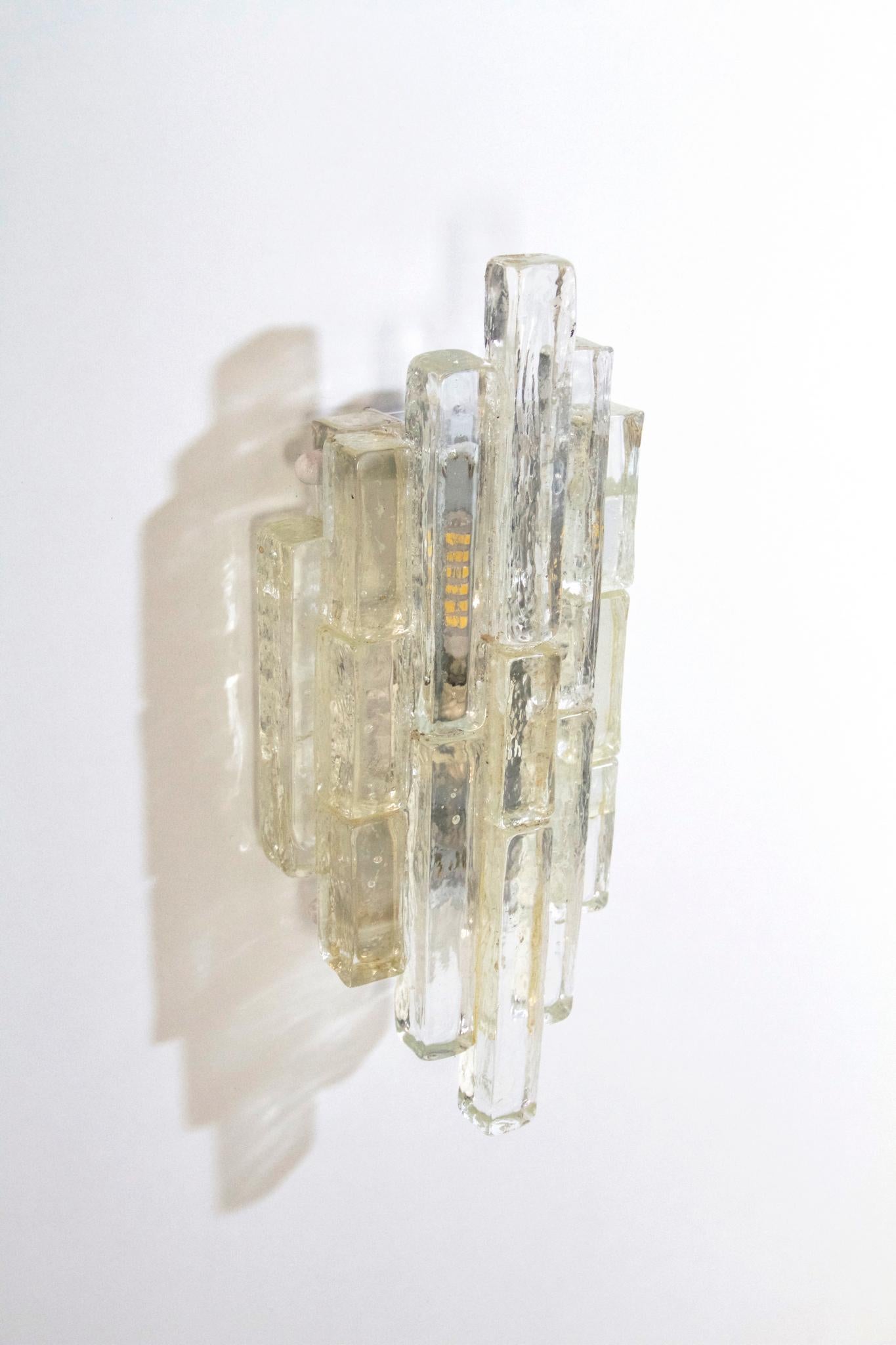 20th Century Poliarte Wall Sconces in Clear Glass, Italy, 1960s