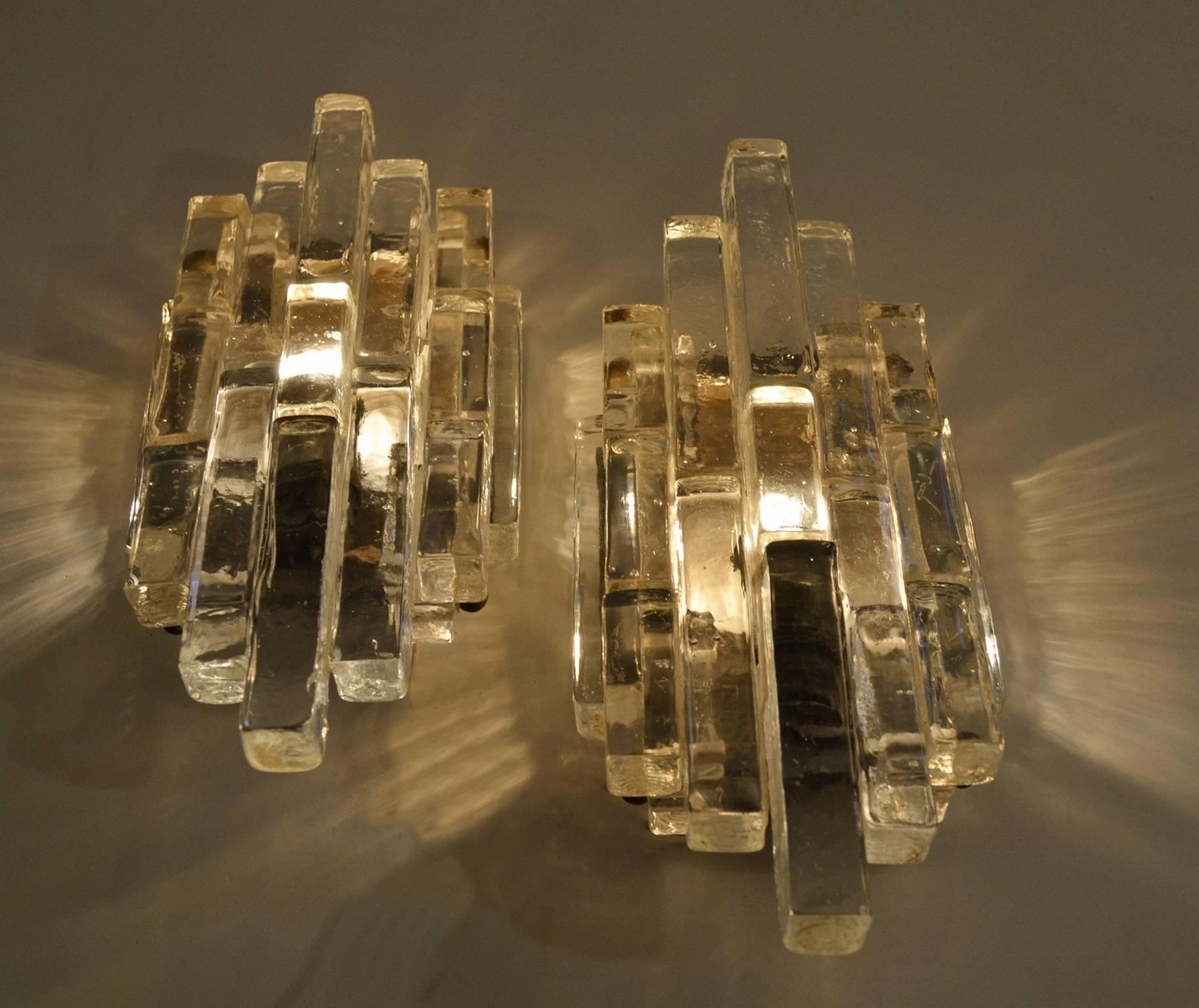 Poliarte Wall Sconces in Clear Glass, Italy, 1960s 1