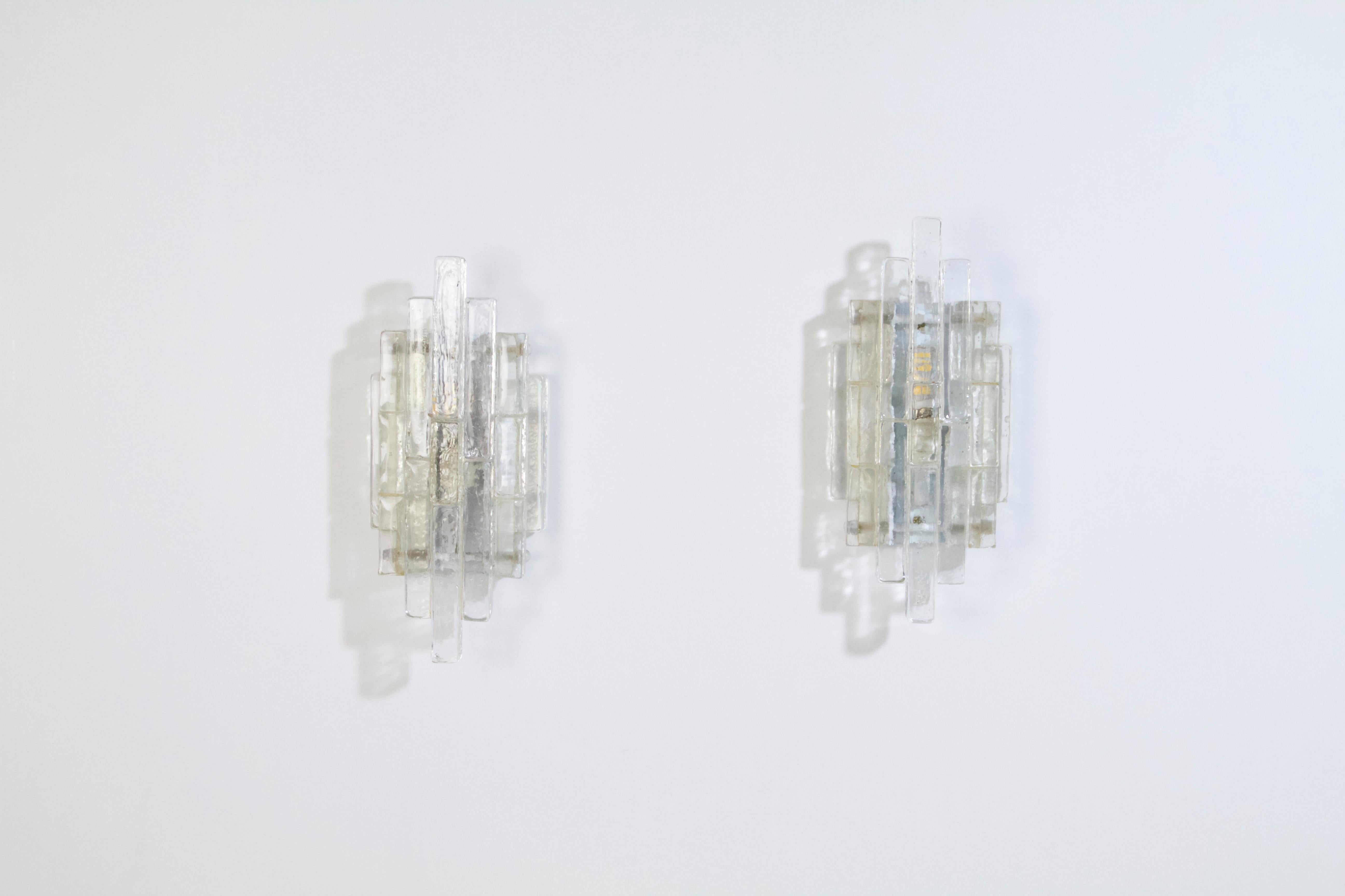 Poliarte Wall Sconces in Clear Glass, Italy, 1960s 2