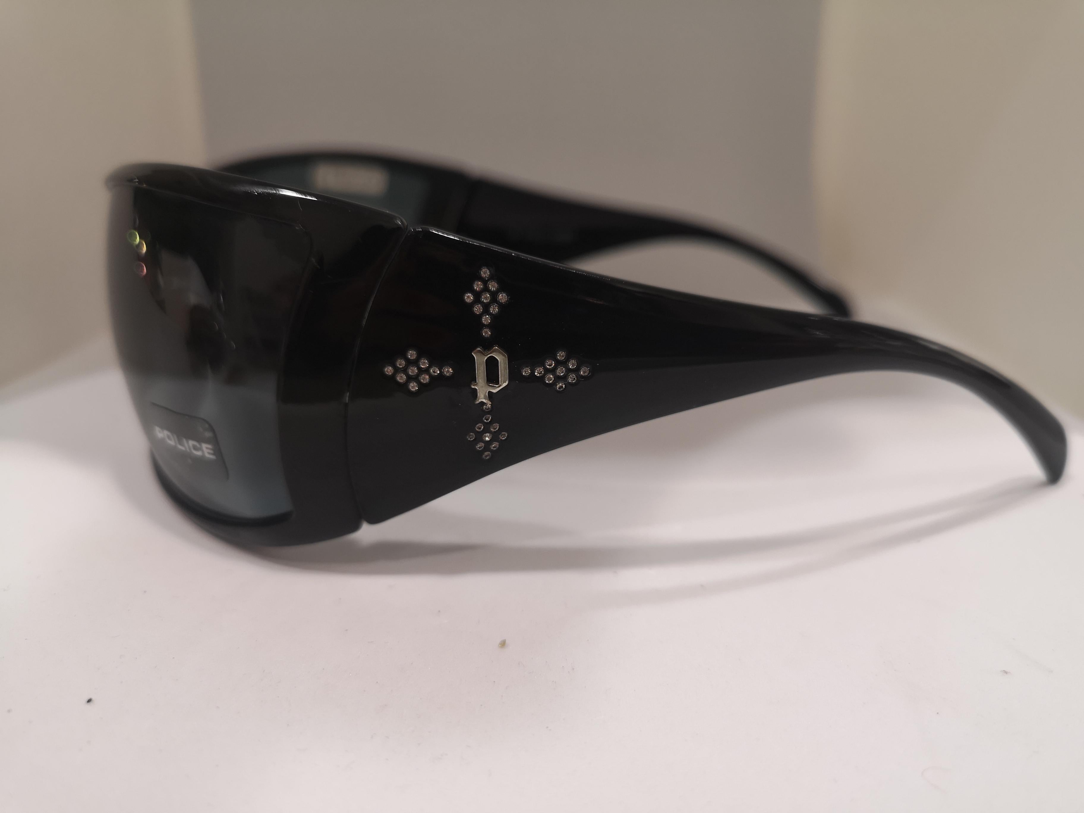 Black Police black mask sunglasses with swarovski stones