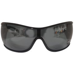 Retro Police black mask sunglasses with swarovski stones