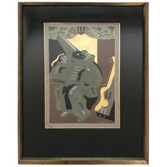"Polichinelle with a Book" Lithograph