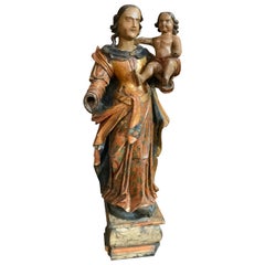 Early 19th Century Polichrom Madona and Child from Italy