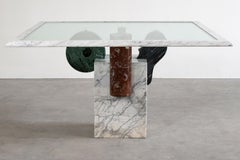 Polichrome Marble and Glass Brugiana Table By Giusti di Rosa for Up&Up, 1980s