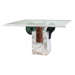 Polichrome Marble and Glass Brugiana Table By Giusti di Rosa for Up&Up, 1980s