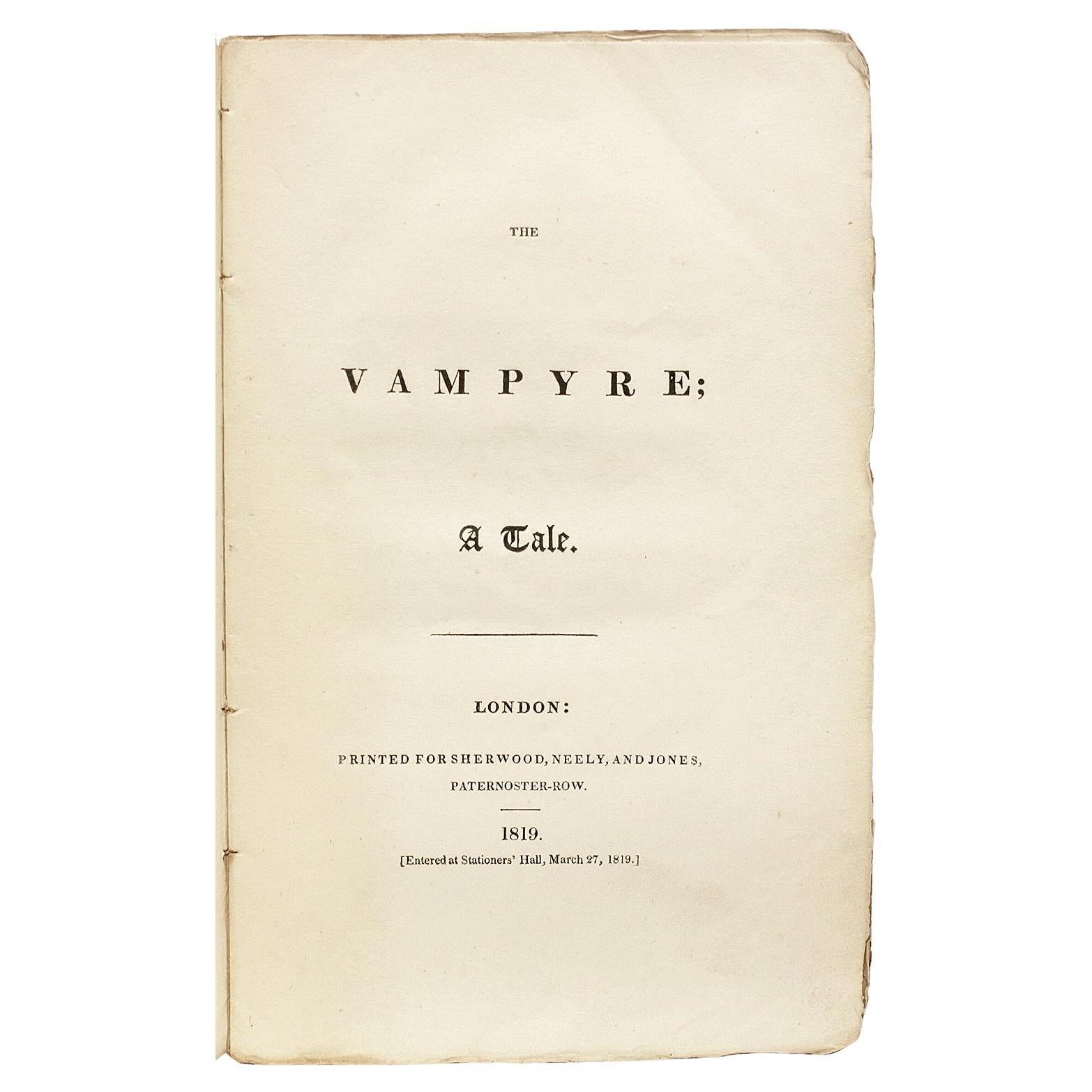 POLIDORI - The Vampyre - 1819 - Première ÉDITION - L'ISSUE LA PLUS ancienne OBTAINABLE
