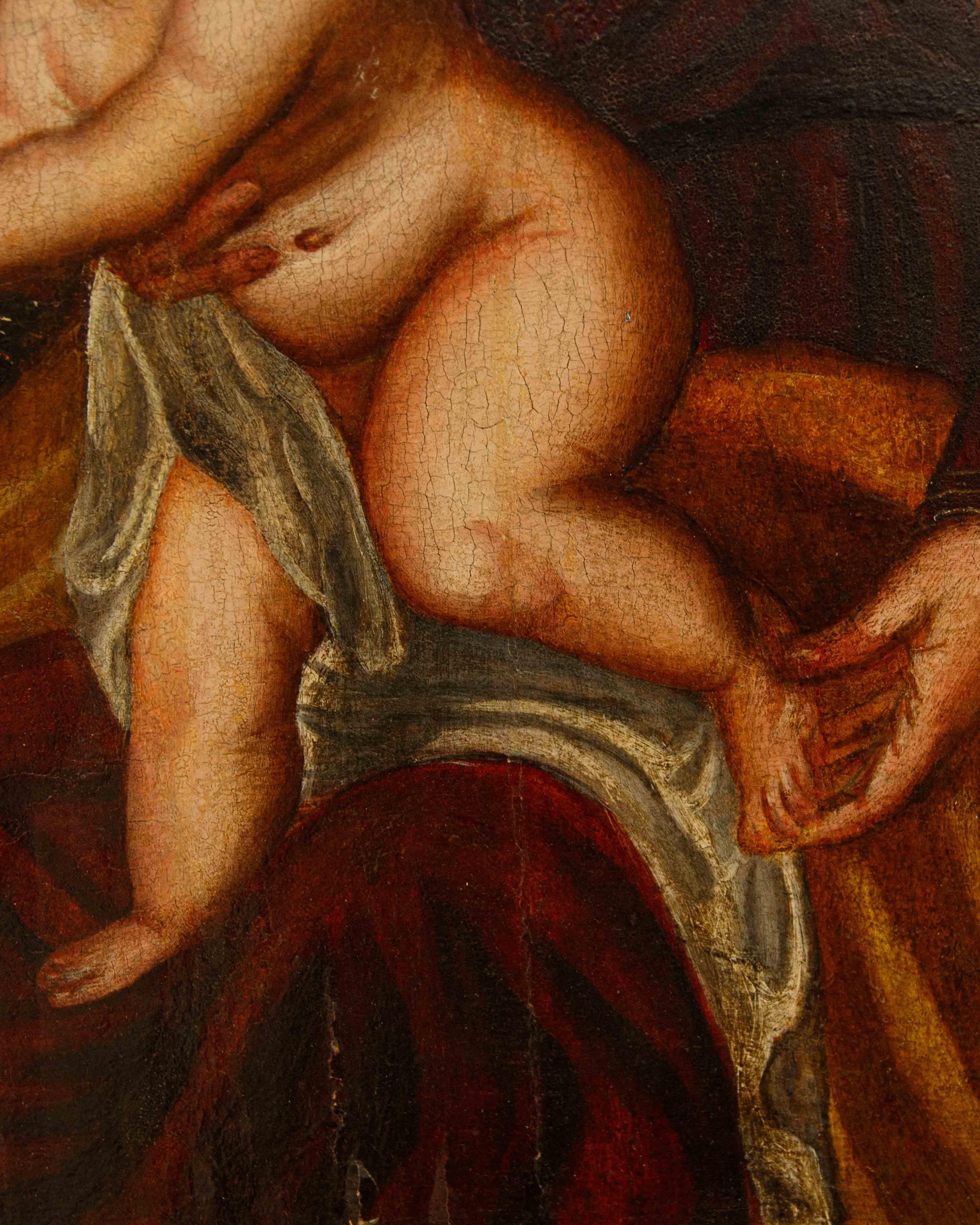 Polidoro de’ Renzi, detto Polidoro da Lanciano (Lanciano, 1515 circa – Venezia, 1565)

Sposalizio mistico di Santa Caterina

Olio su tavola, cm 47,5 x 34,5

Con cornice, cm 71 x 58

Il dipinto, raffigurante lo Sposalizio mistico di Santa Caterina, è