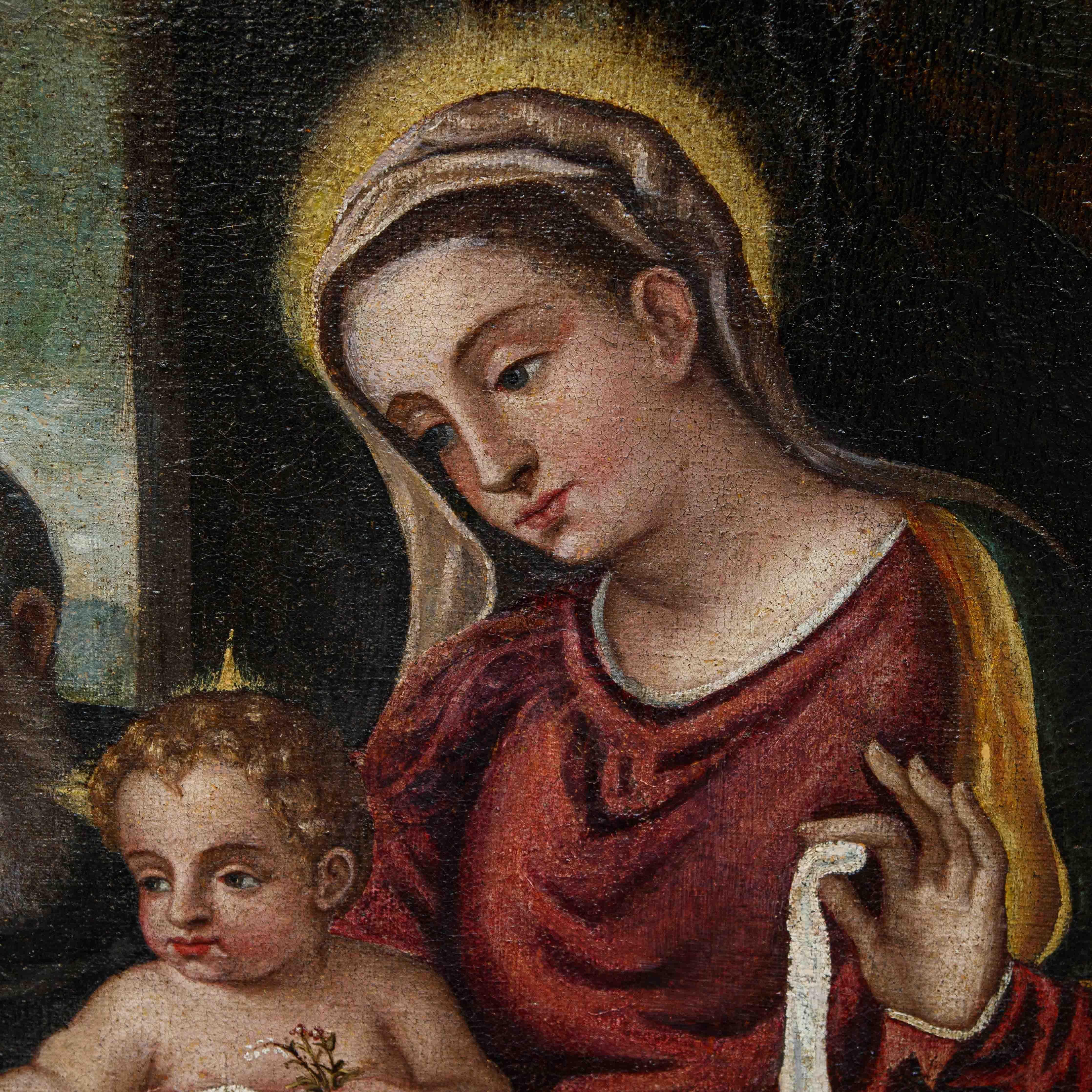 Attribué à Polidoro de Renzi, dit Polidoro da Lanciano, Sainte Famille - Autres styles artistiques Painting par Polidoro de Renzi, detto Polidoro da Lanciano