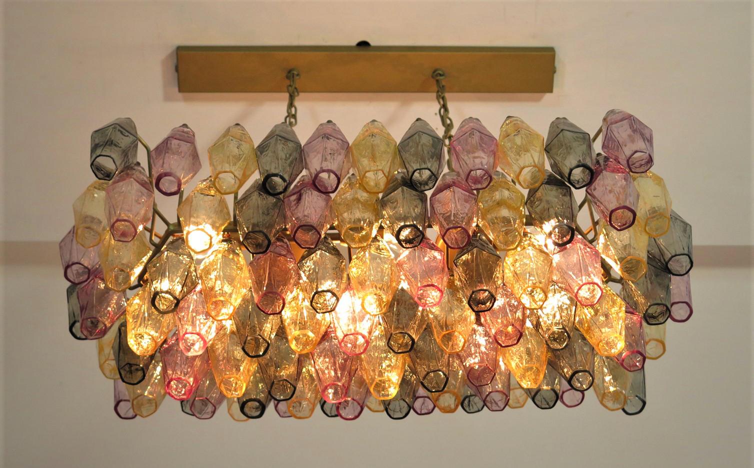 Poliedri Candelier Carlo Scarpa Style, 84 Multicolored Glasses, Murano 10