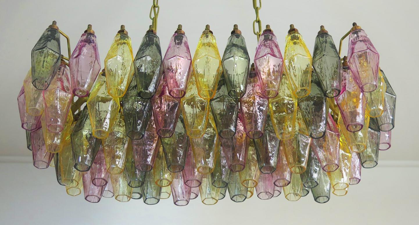 Poliedri Candelier Carlo Scarpa Style, 84 Multicolored Glasses, Murano 3